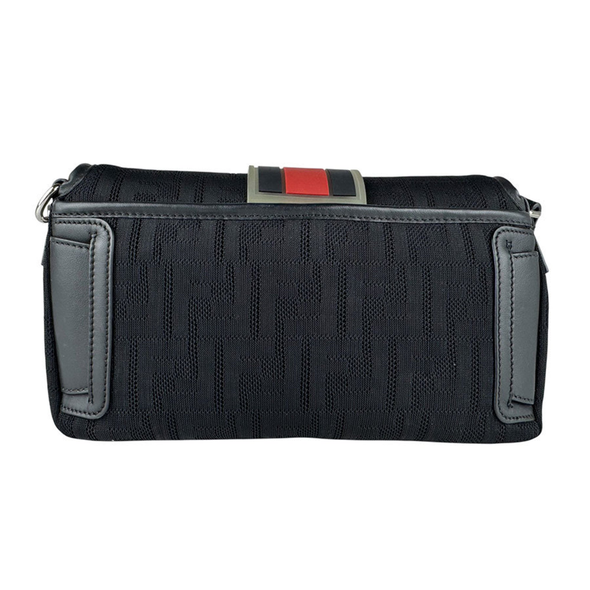 Fendi Black Red Color Fabric Rubber Shoulder Bag (Pre-Owned)