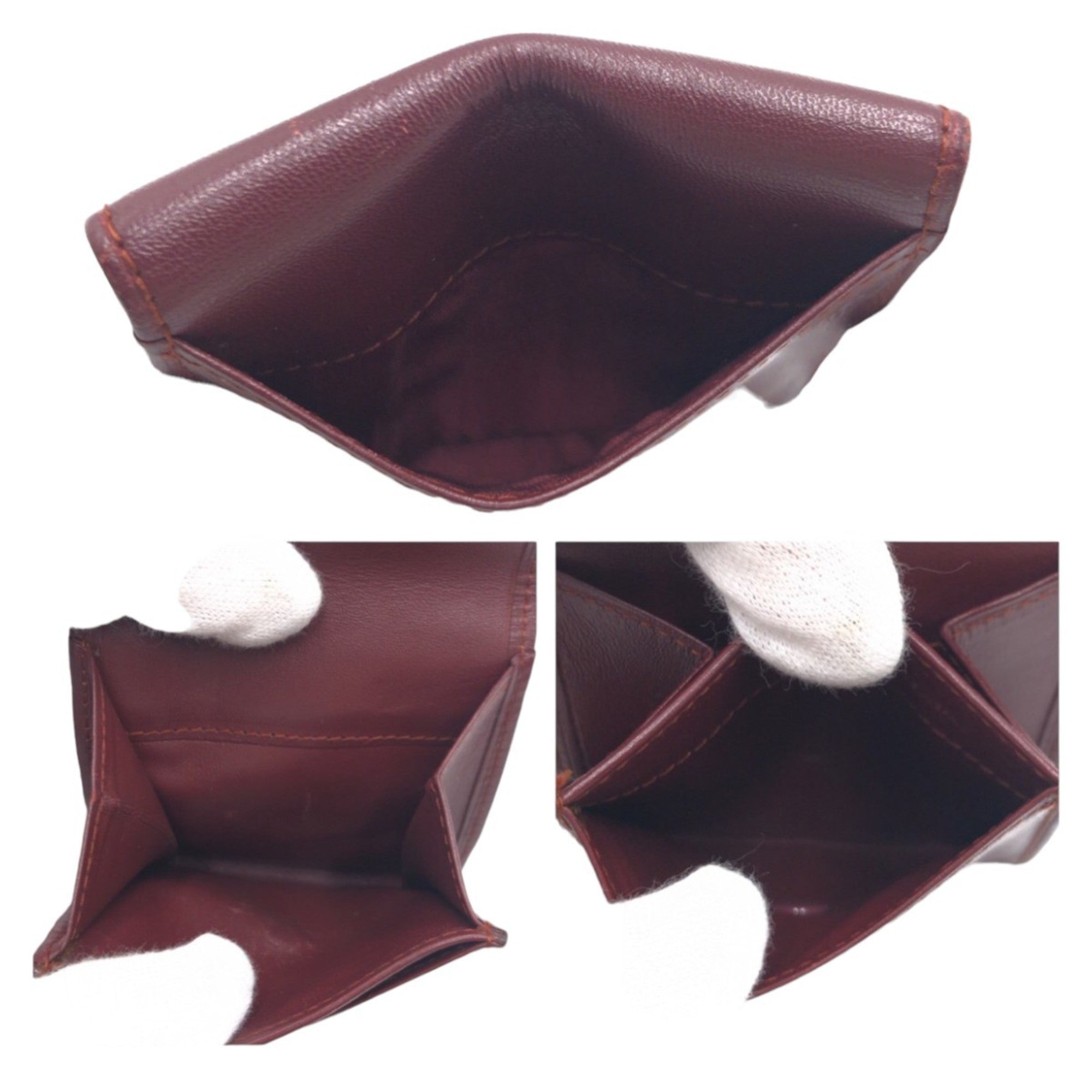 Cartier Must Bordeaux Wine Red Leather Coin Purse/Coin Case (Pre-Owned)