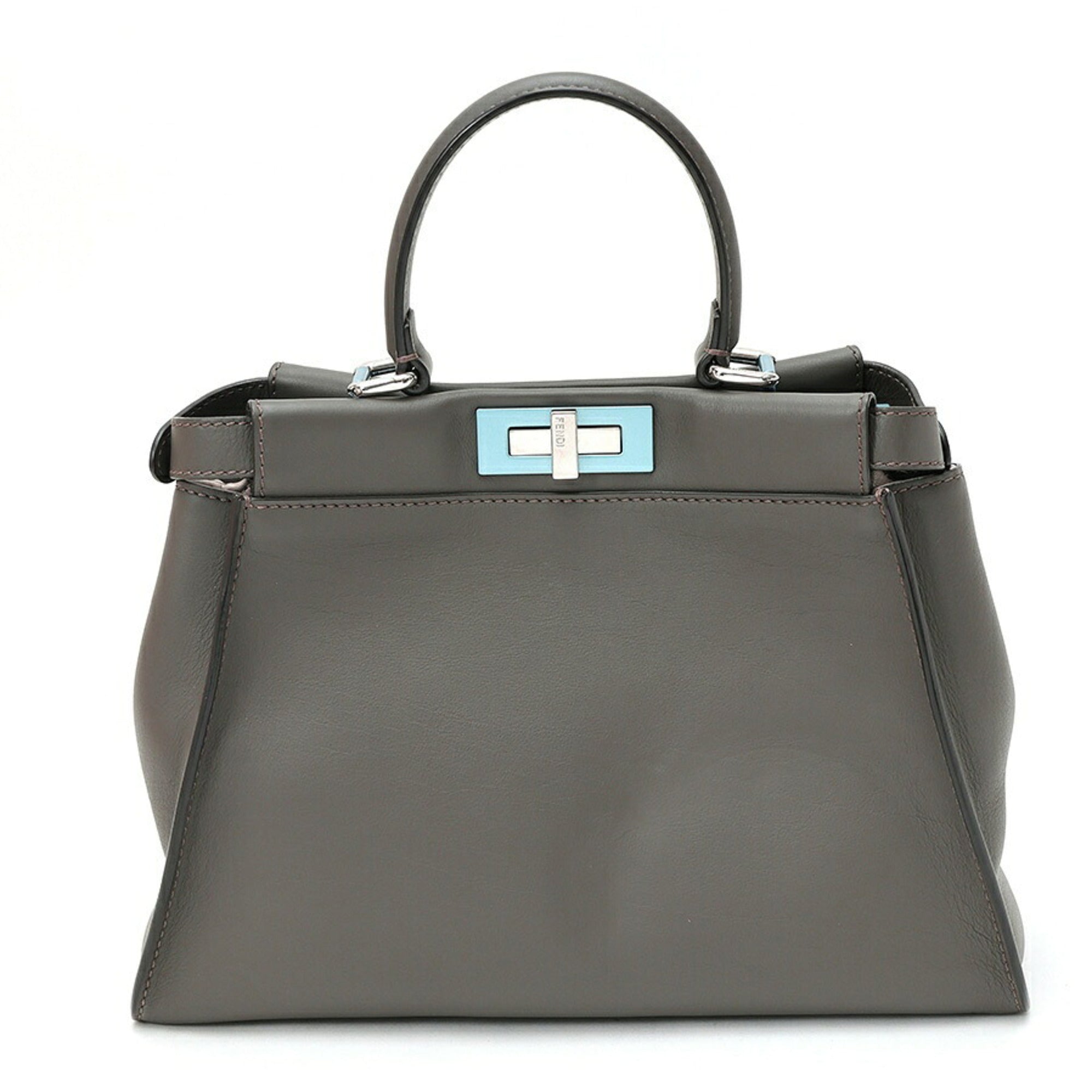 Fendi Gray Leather Shoulder Bag (Pre-Owned)
