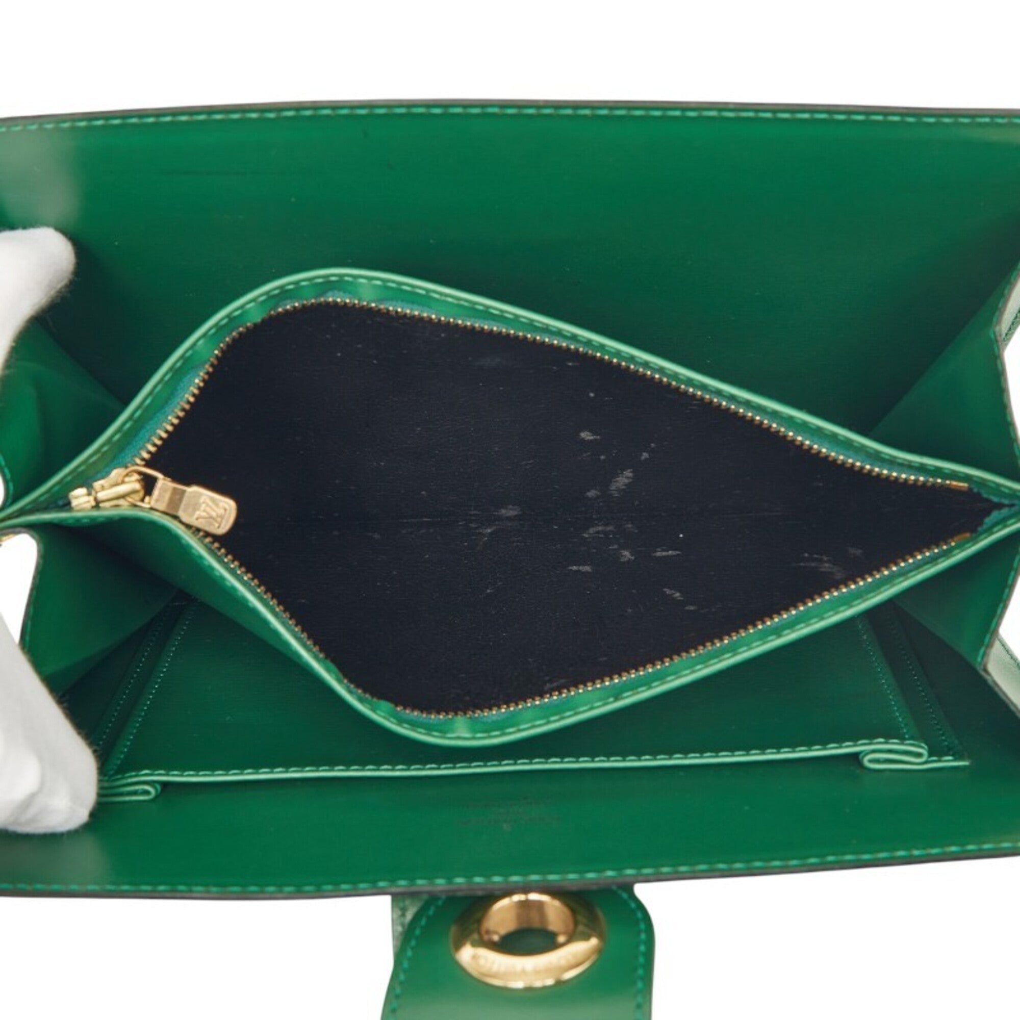 Louis Vuitton Borneo Green Leather Shoulder Bag (Pre-Owned)