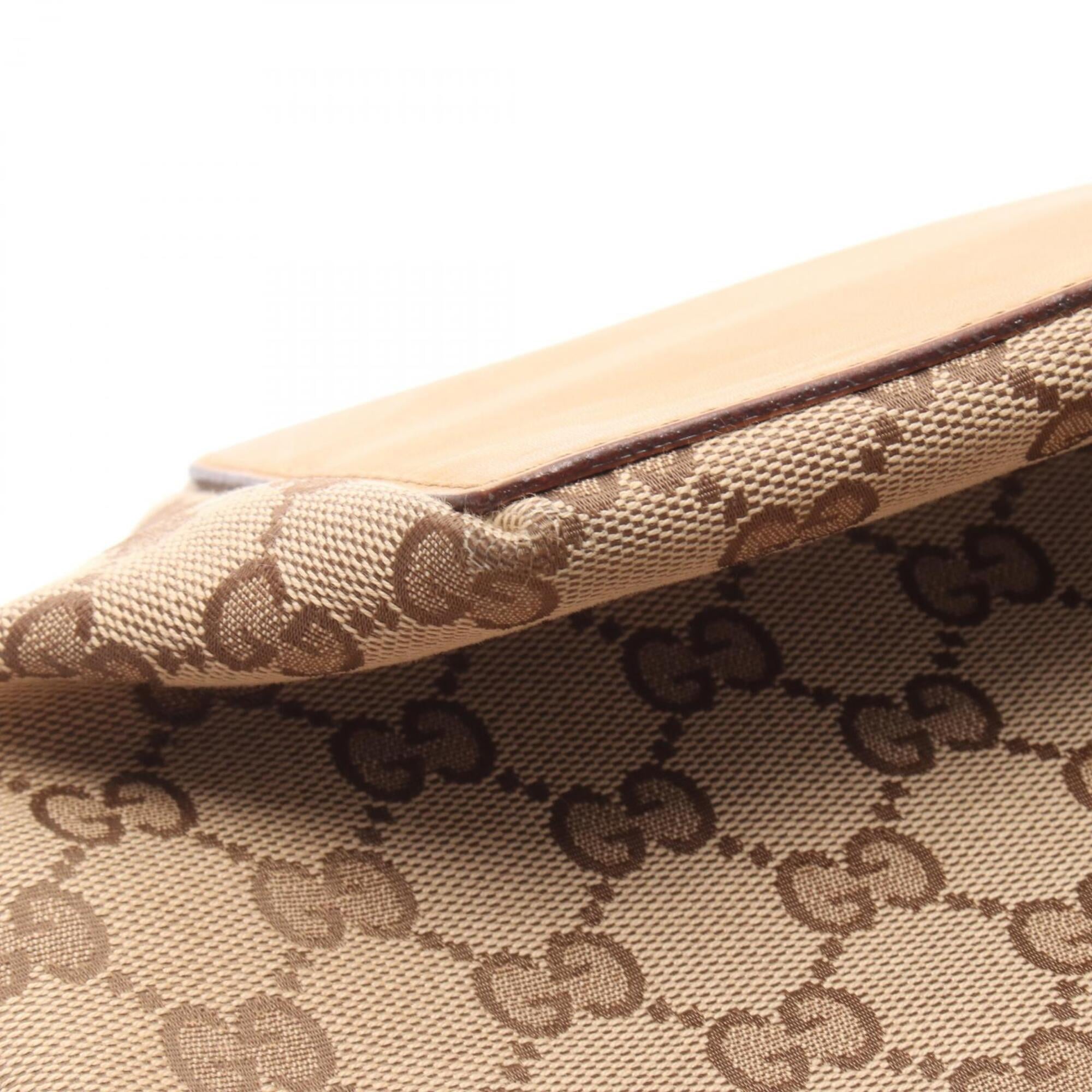 Gucci Gg Canvas Beige Brown Gg Canvas Handbag Tote Bag (Pre-Owned)