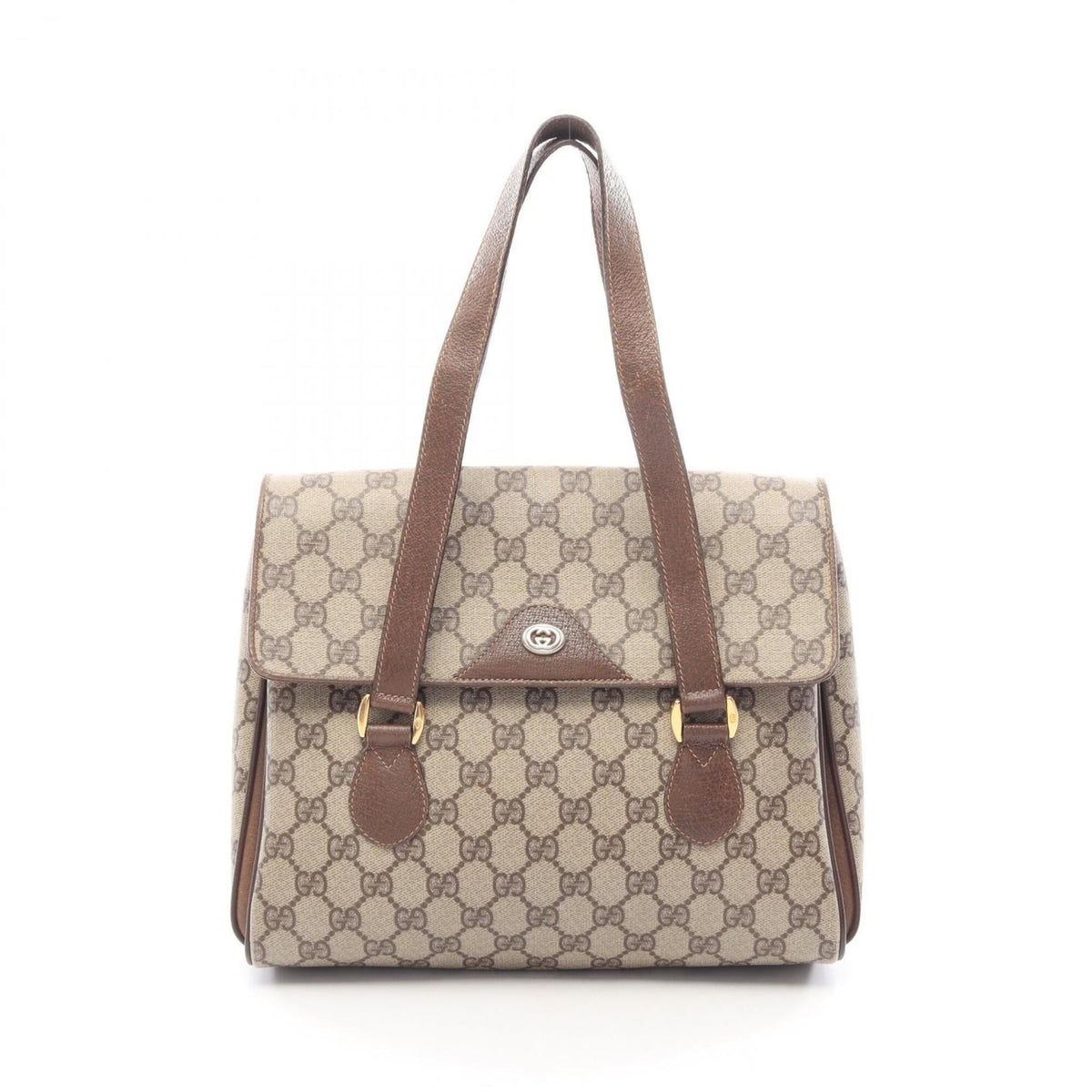 Gucci Beige Brown Gg Supreme Leather Handbag (Pre-Owned)