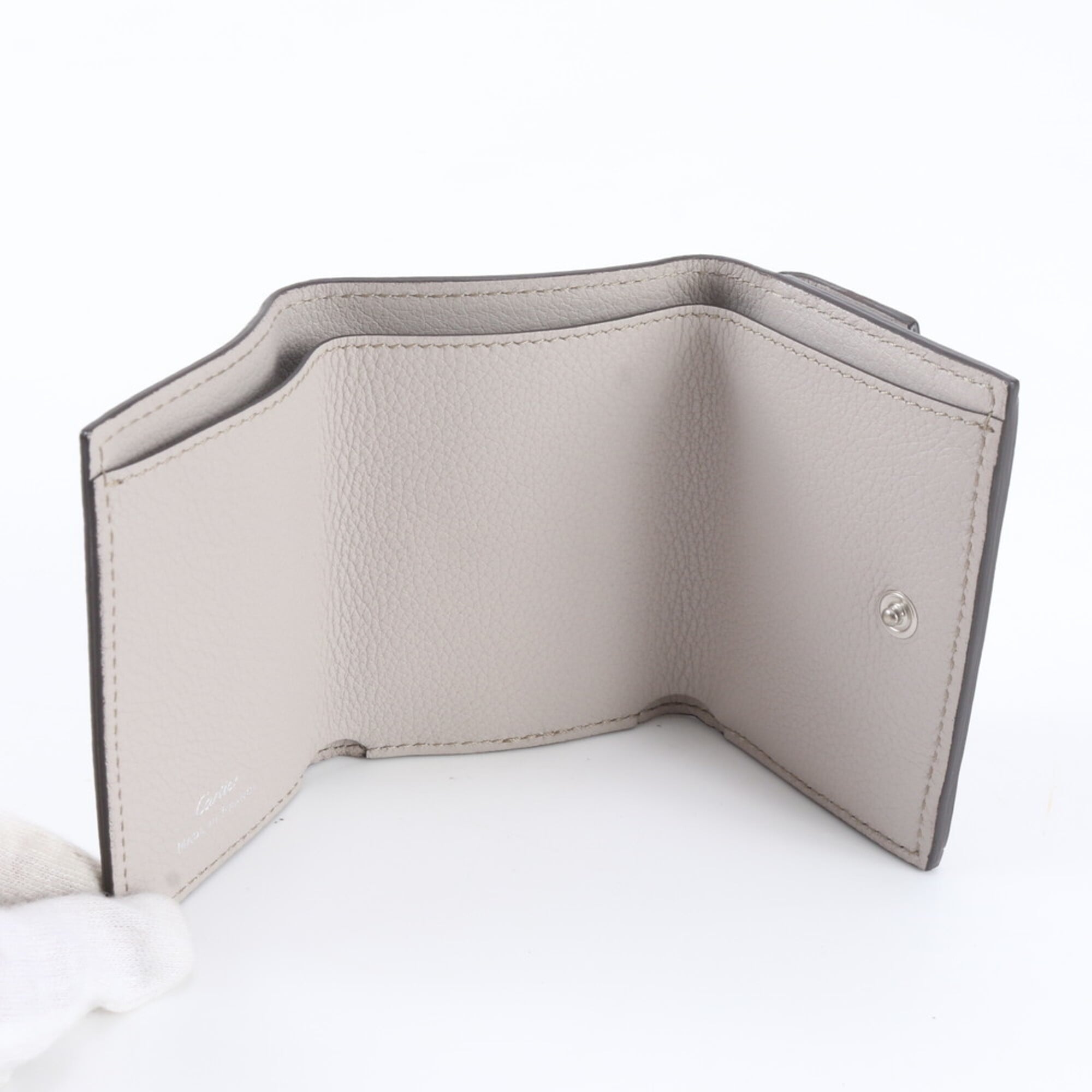 Cartier C De Cartier Beige Leather Wallet (Tri-Fold) (Pre-Owned)