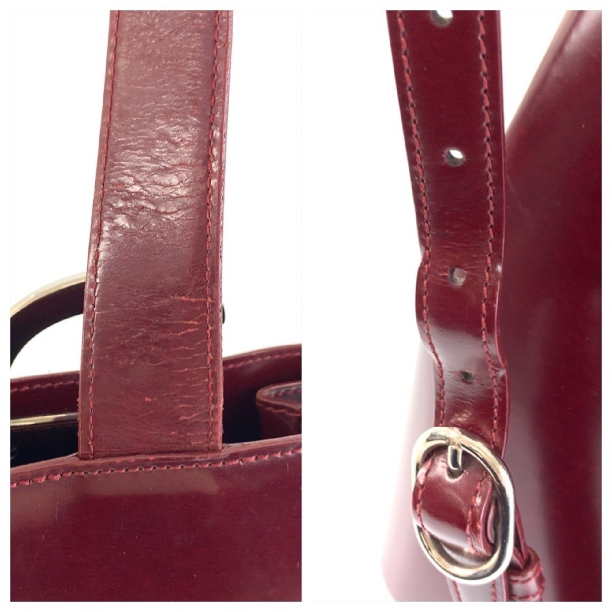 Cartier Bordeaux Wine Red Leather Shoulder Bag (Pre-Owned)