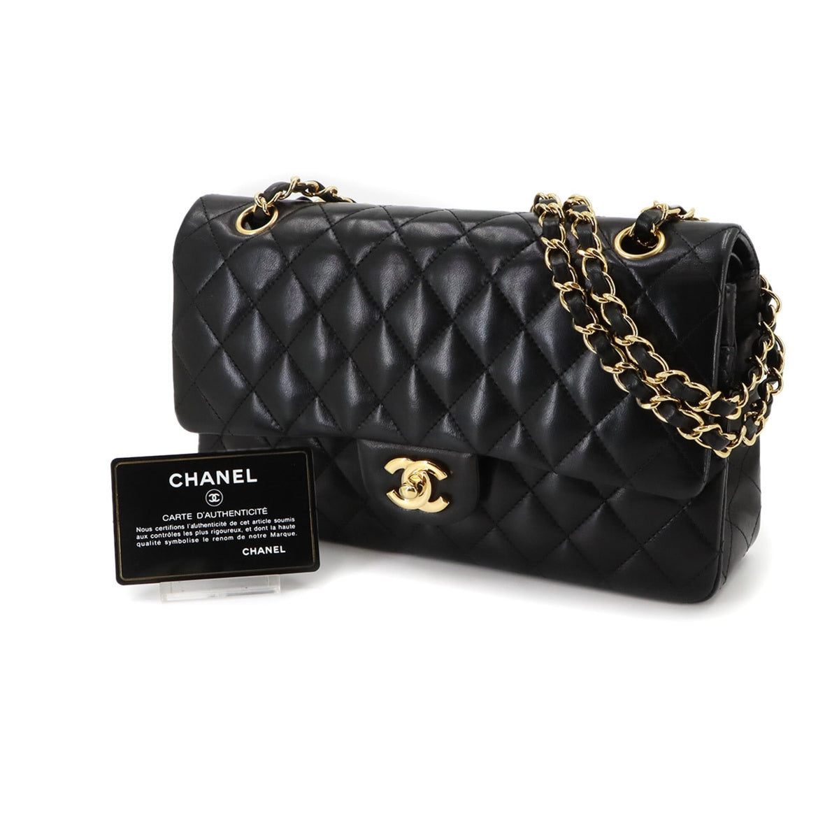 Chanel Black Leather Handbag Shoulder Bag (Pre-Owned)