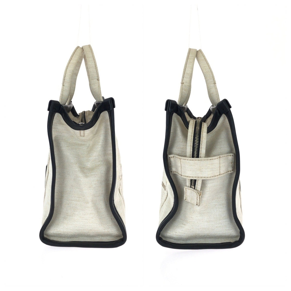 Marc Jacobs Black White Canvas Leather Shoulder Bag Tote Bag (Pre-Owned)