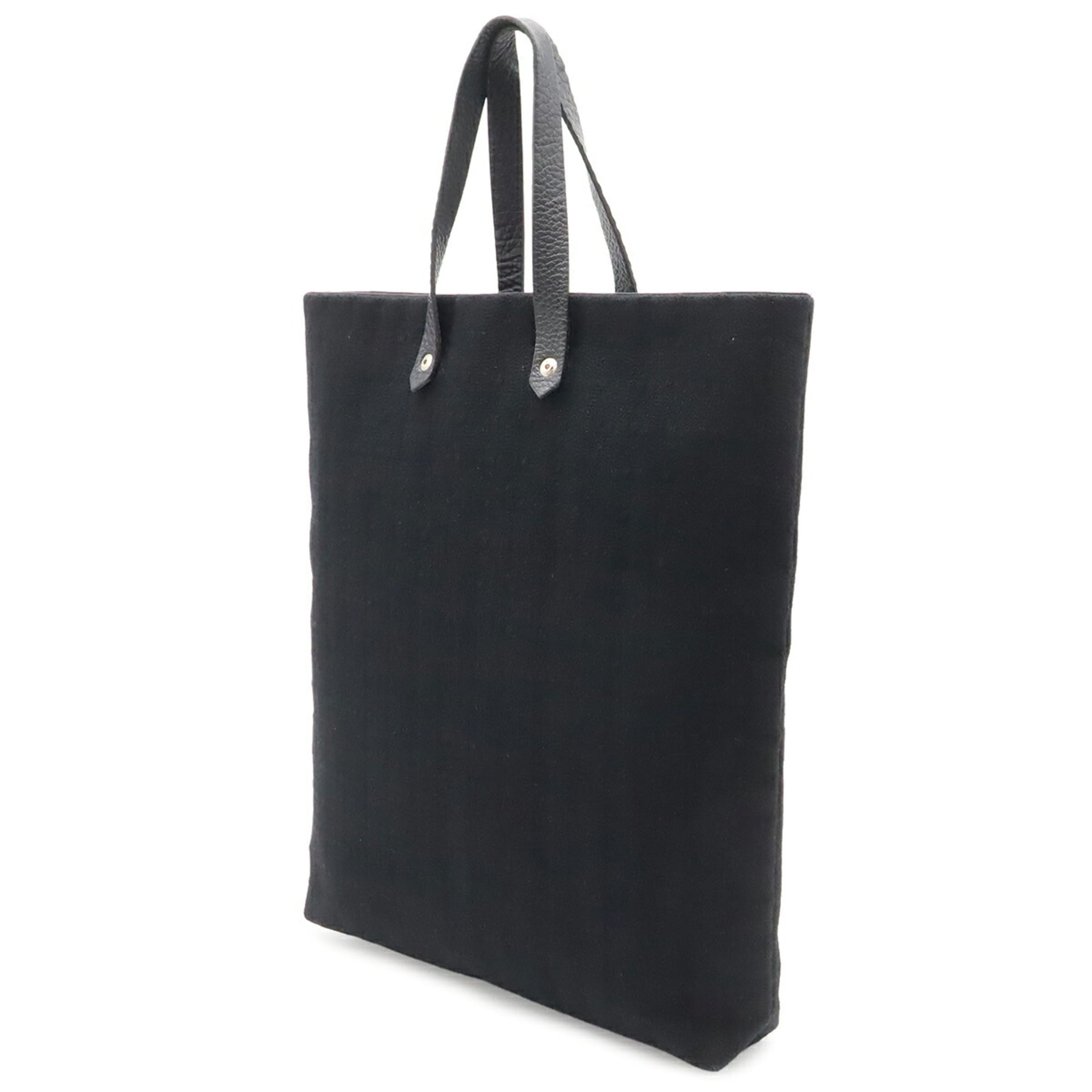 Hermes Ahmedabad Black Cotton Canvas Leather Handbag Tote Bag (Pre-Owned)