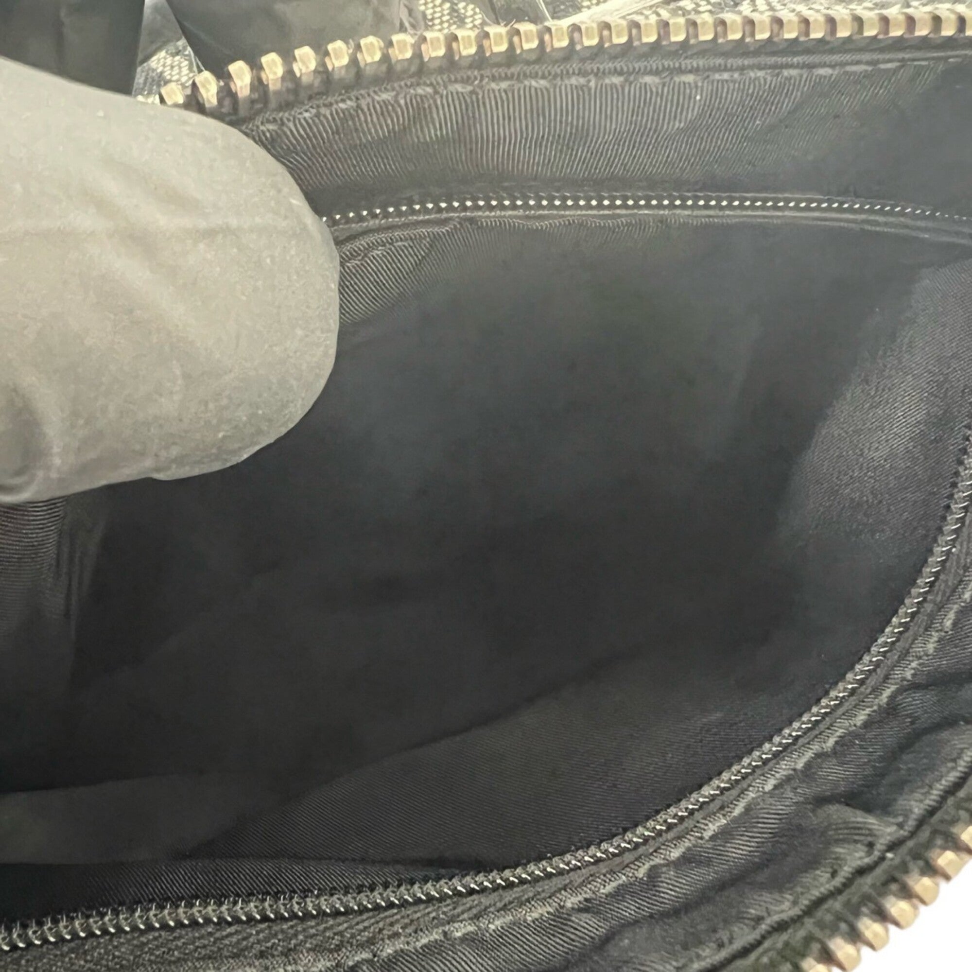 Christian Dior Black Canvas Leather Boston Bag Handbag (Pre-Owned)