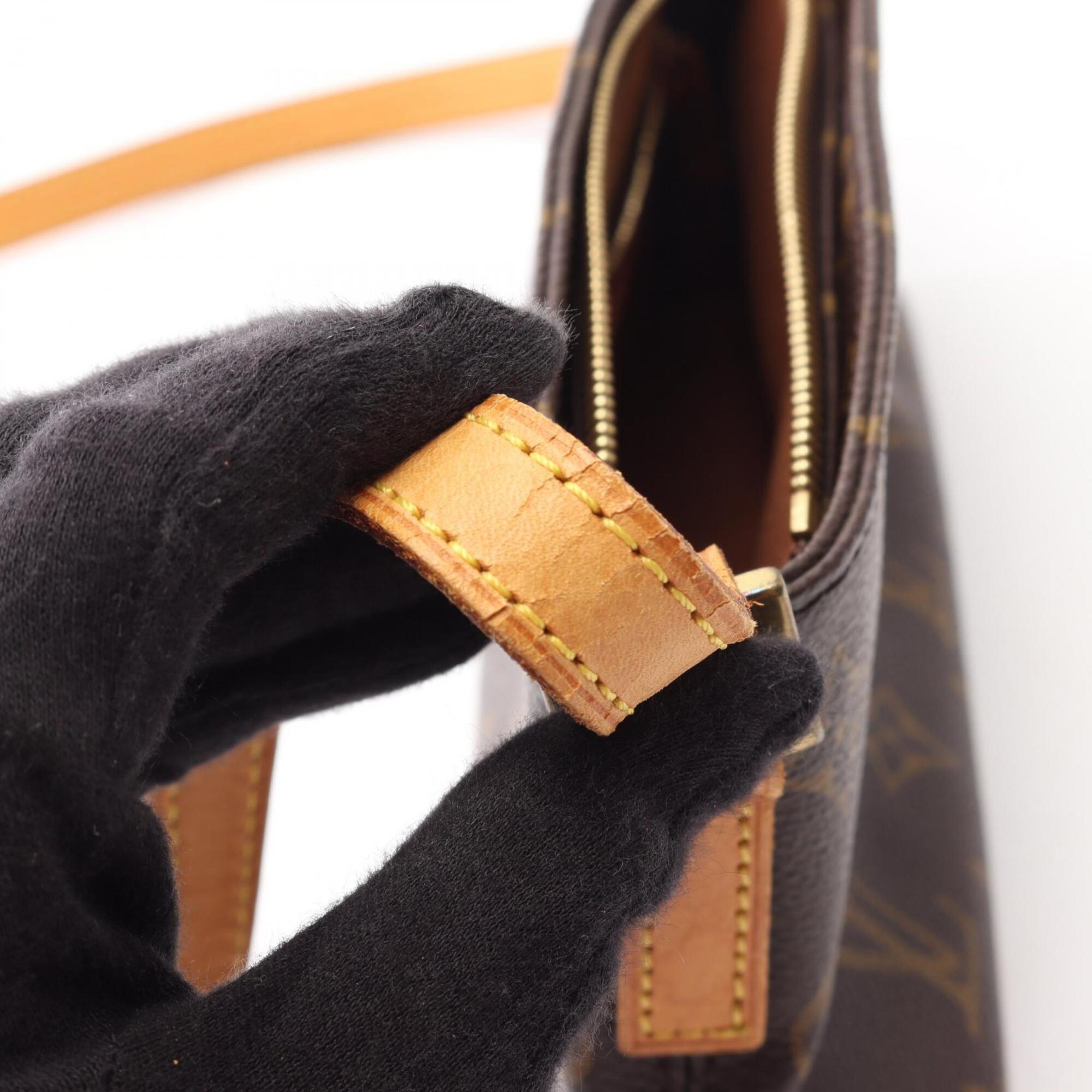 Louis Vuitton Brown Coated Canvas Leather Handbag Shoulder Bag (Pre-Owned)