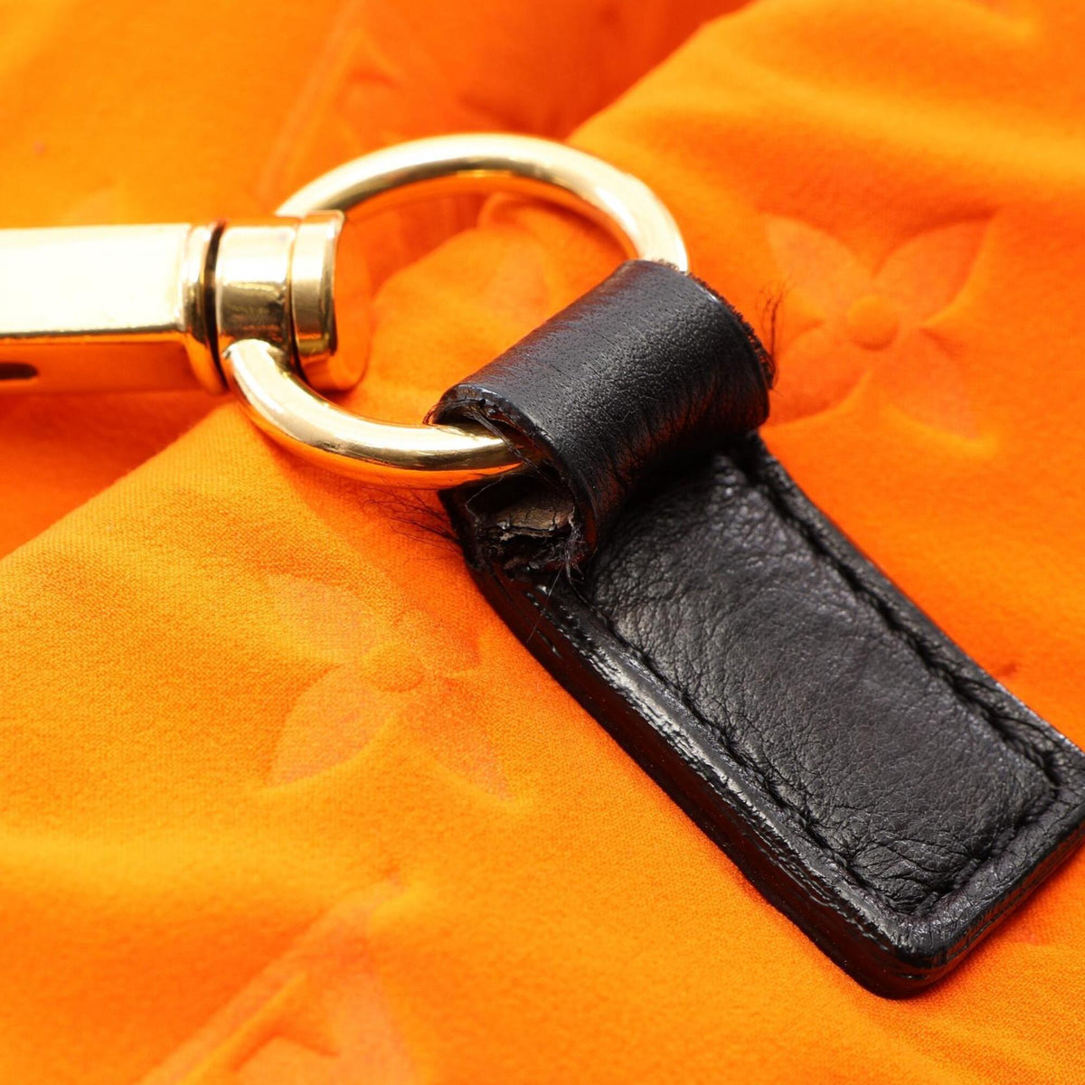Louis Vuitton Black Lv Orange Orange Leather Microfiber Handbag Tote Bag (Pre-Owned)