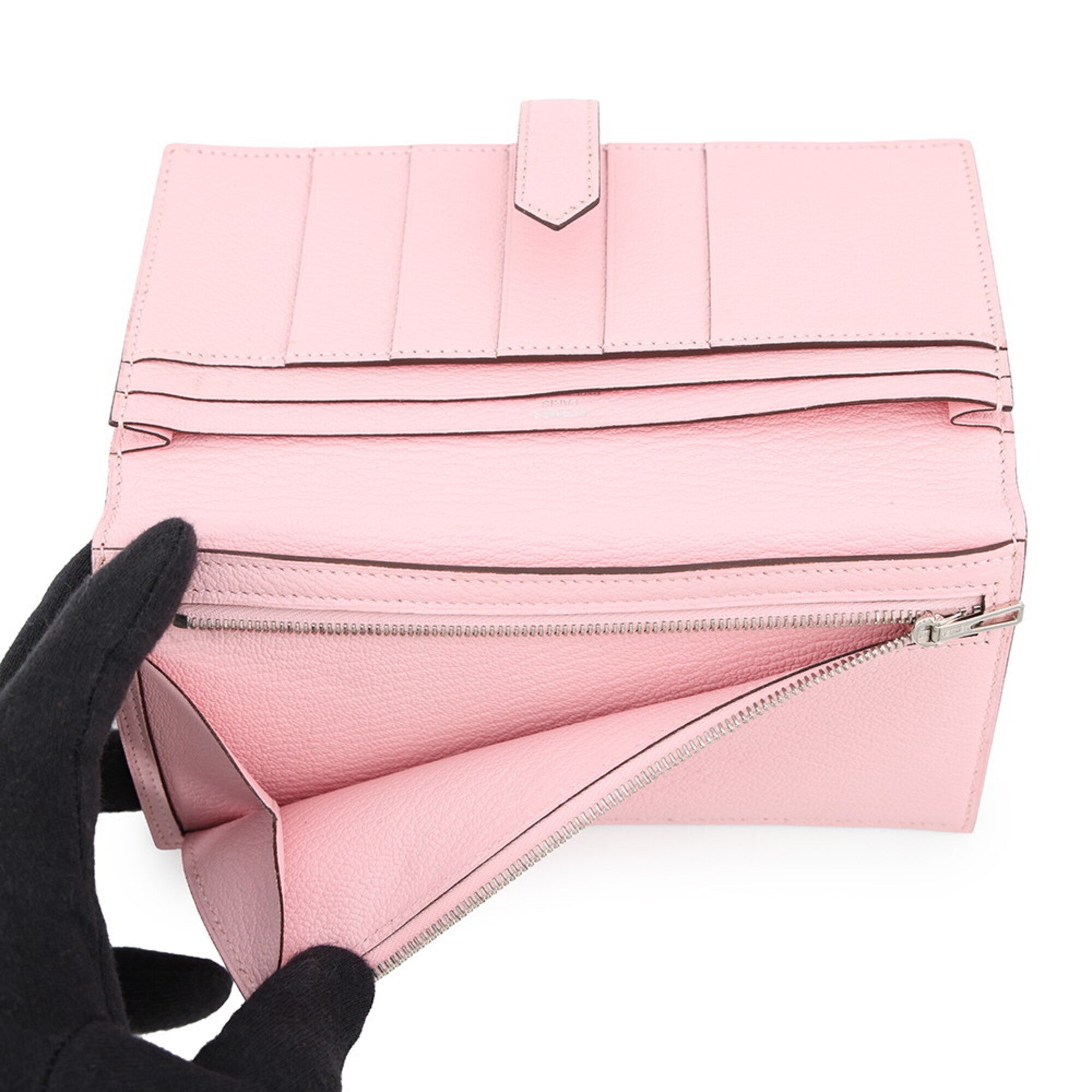 Hermes Rose Sakura Chevre Myzore Leather Long Wallet (Bi-Fold) (Pre-Owned)