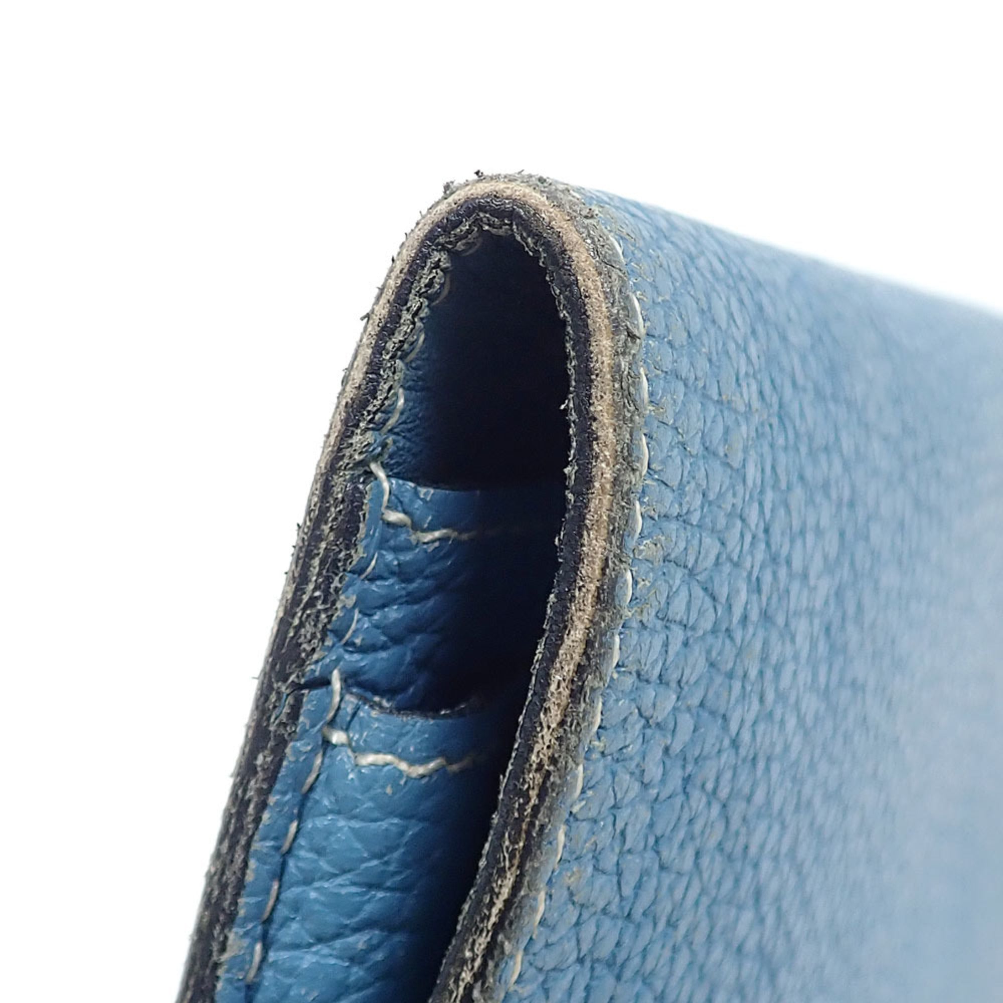 Hermes Dogon Duo Blue Taurillon Clemence Leather Long Wallet (Bi-Fold) (Pre-Owned)