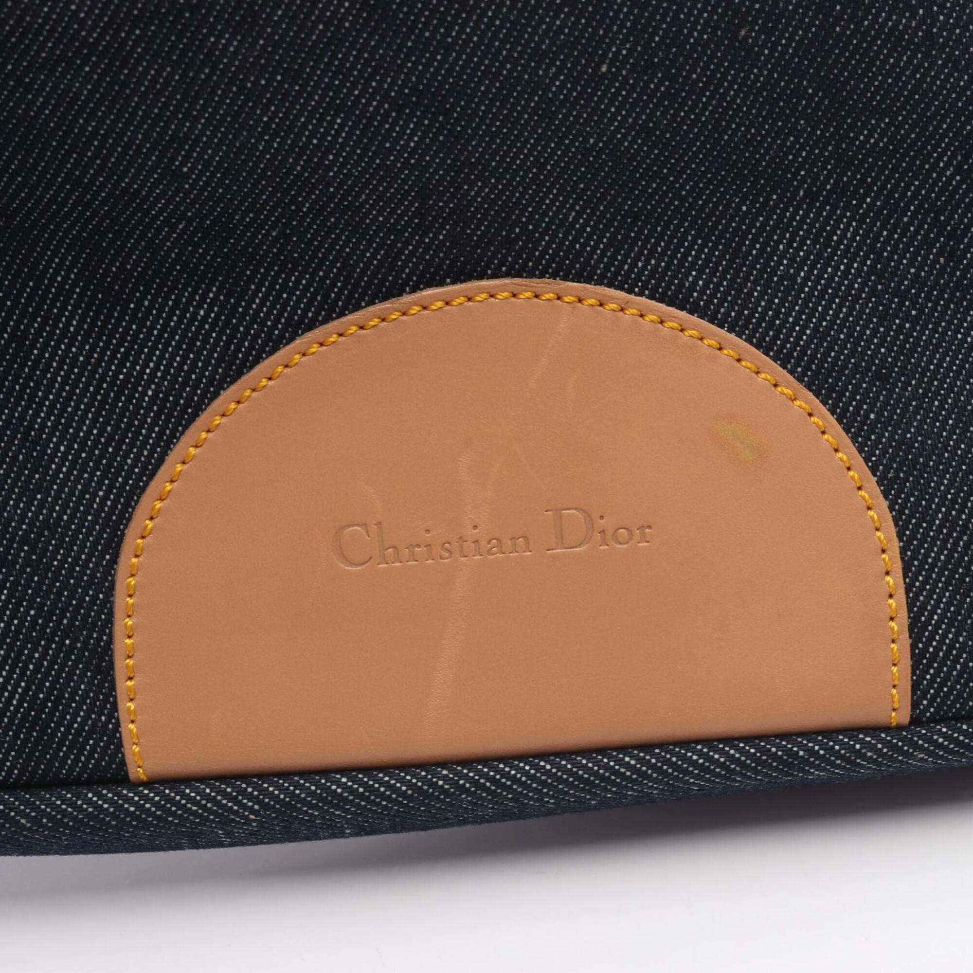 Christian Dior Beige Navy Denim Handbag (Pre-Owned)