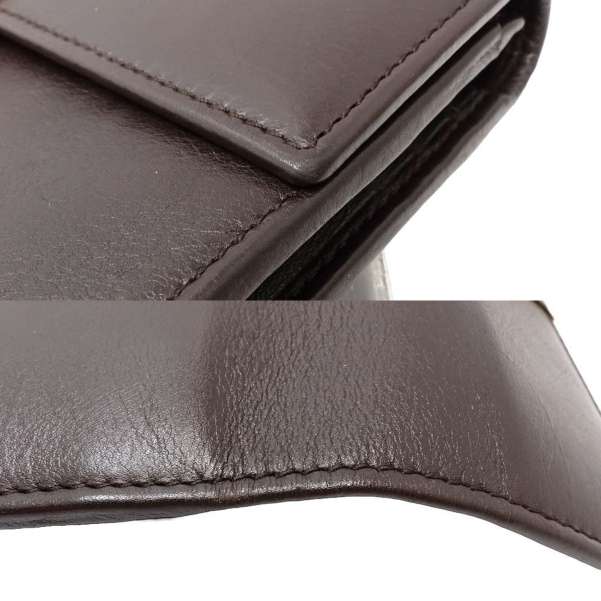 Gucci Dark Brown Leather Long Wallet (Bi-Fold) (Pre-Owned)