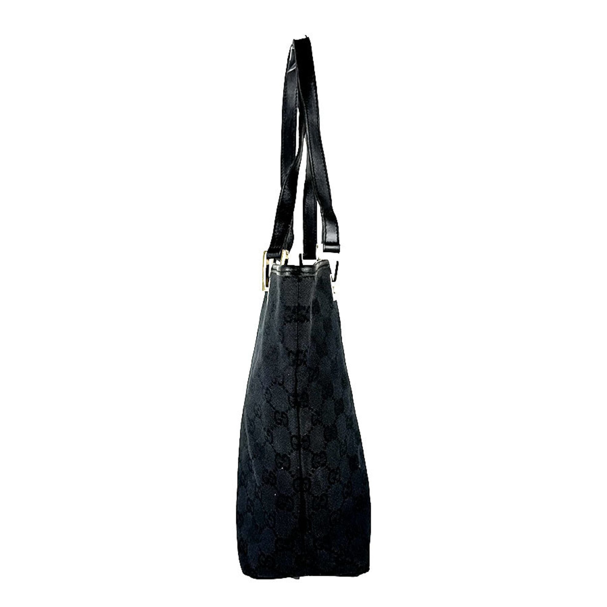 Gucci Black Gg Canvas Leather Handbag (Pre-Owned)