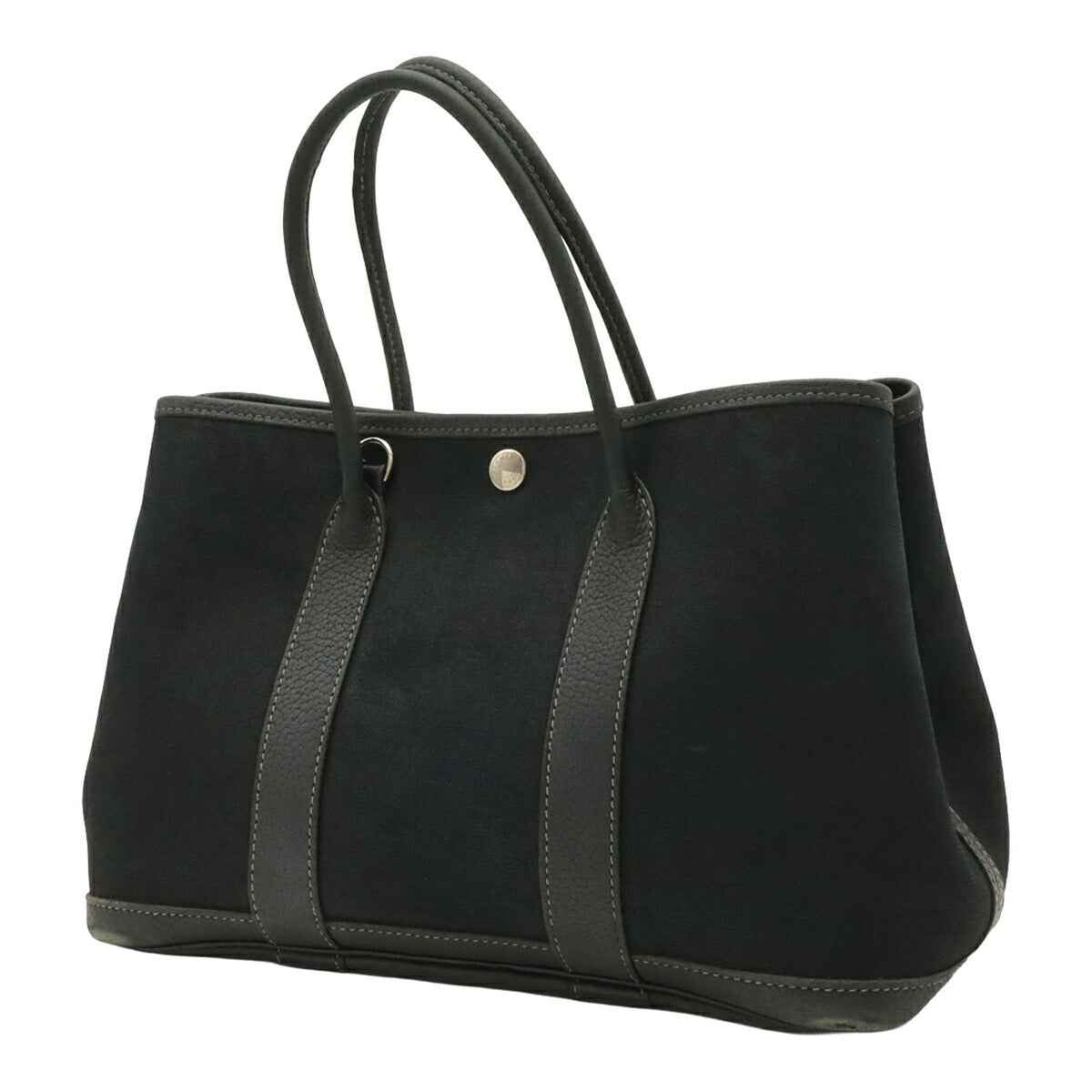 Hermes Black Toile Officier Handbag Tote Bag (Pre-Owned)