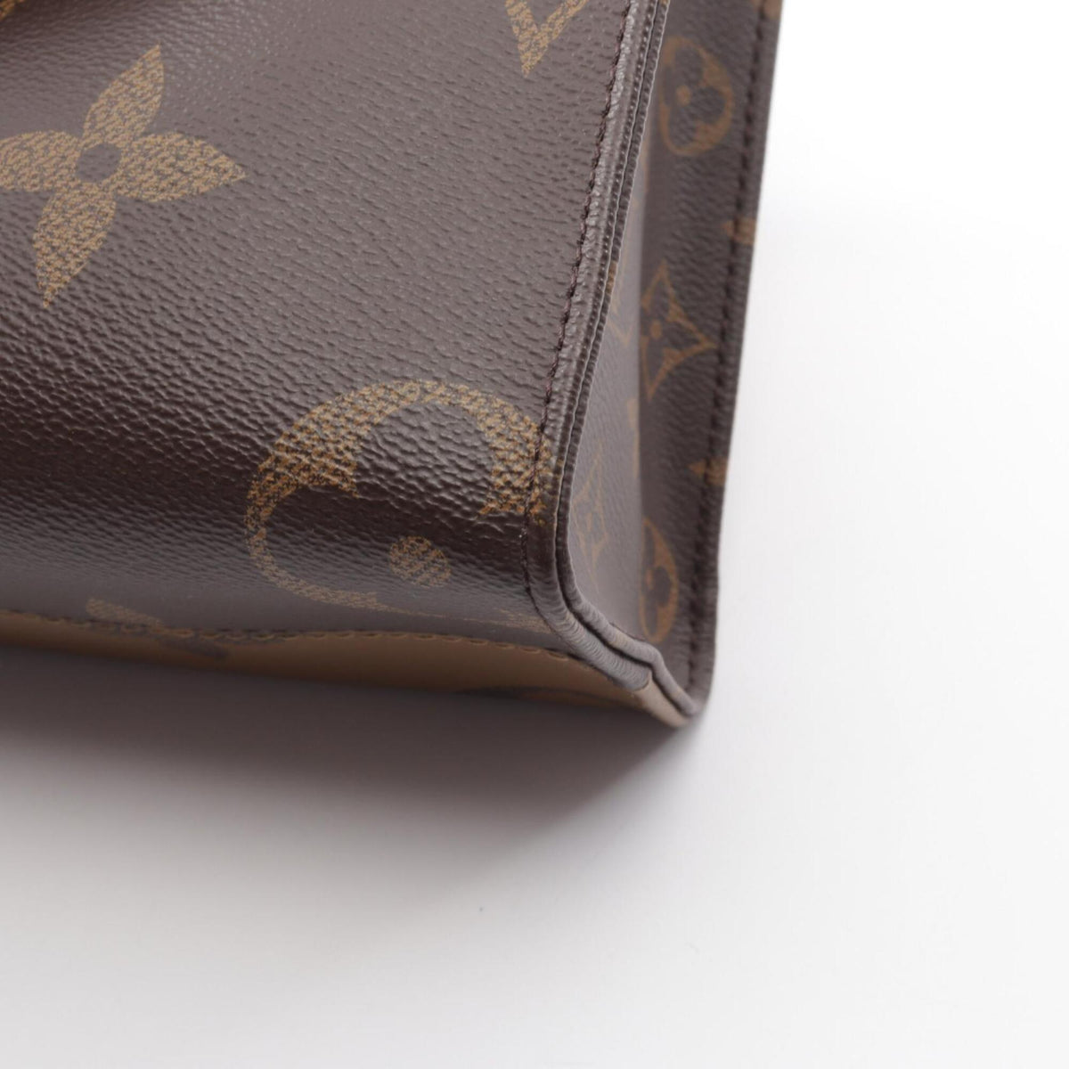 Louis Vuitton Beige Brown Monogram Coated Canvas Leather Handbag (Pre-Owned)