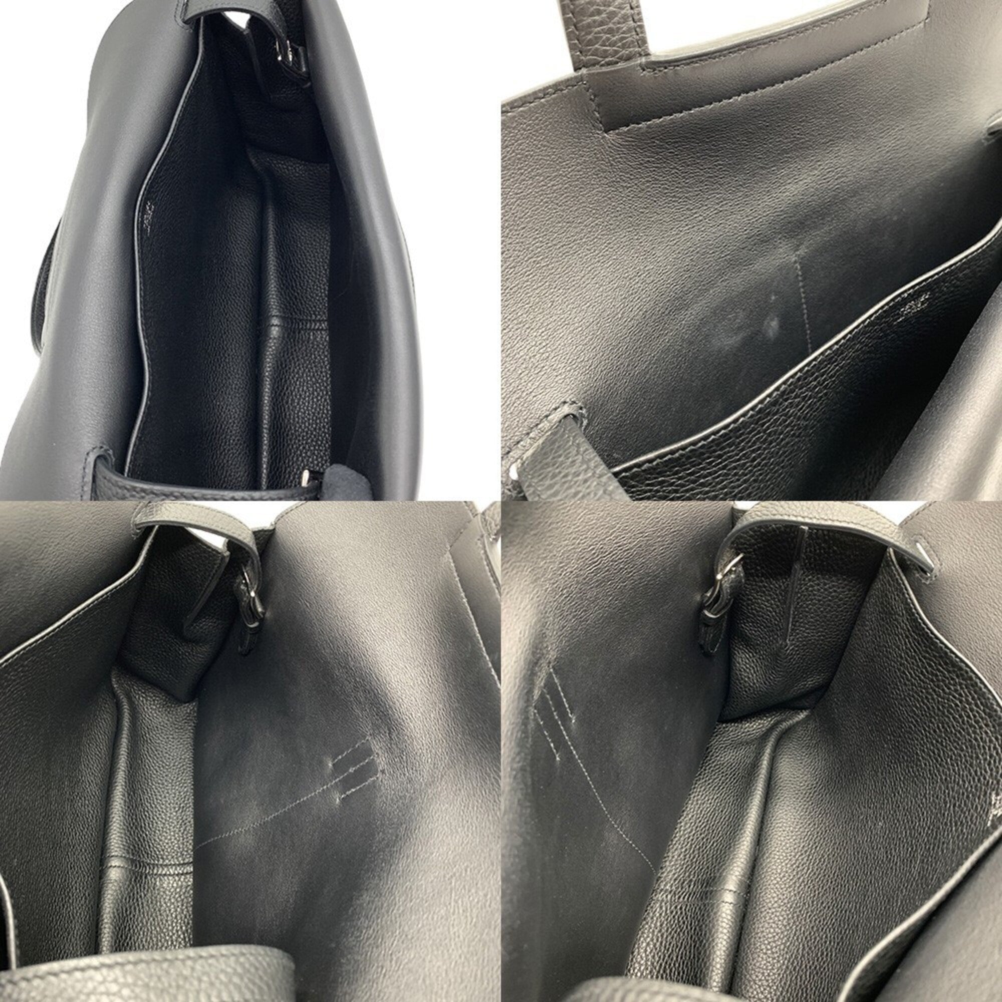 Hermes Alezan Black Taurillon Clemence Leather Shoulder Bag (Pre-Owned)