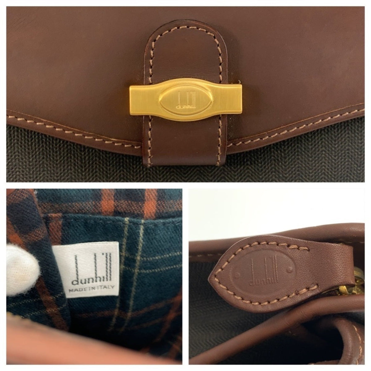 Dunhill Black Brown Pvc Leather Clutch Bag (Pre-Owned)