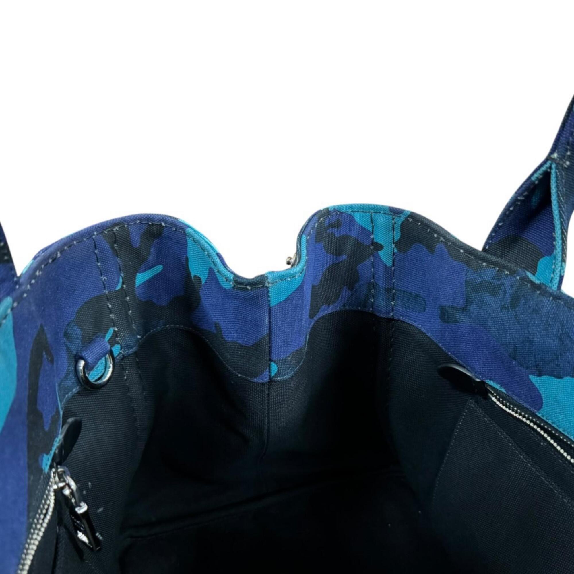 Prada Blue Camouflage Royal Canvas Handbag Shoulder Bag (Pre-Owned)