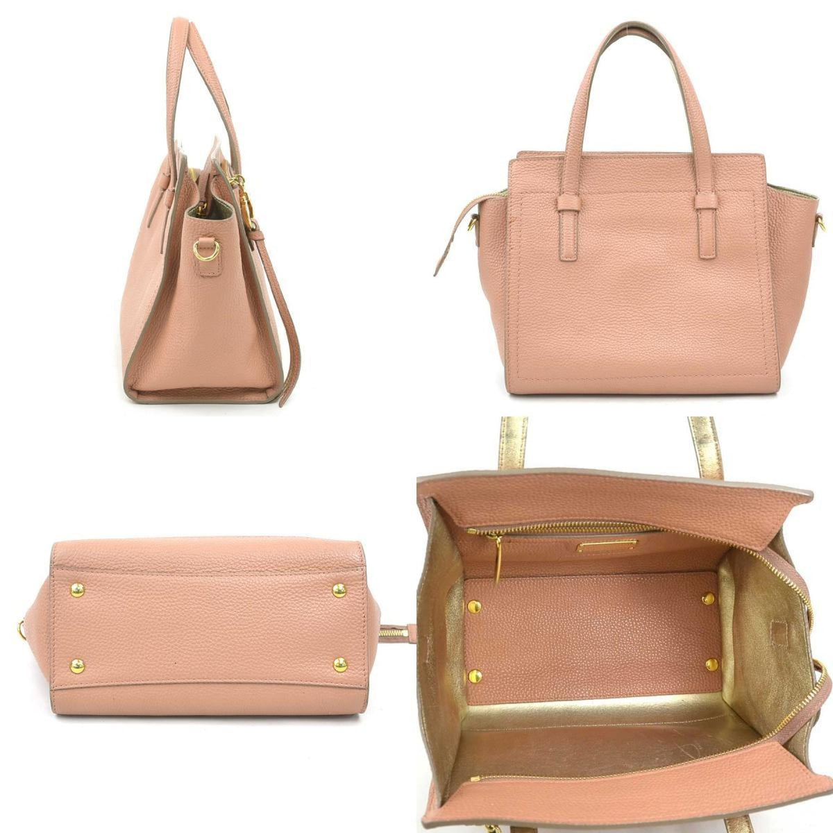Salvatore Ferragamo Gancini Coral Pink Leather Handbag Shoulder Bag (Pre-Owned)