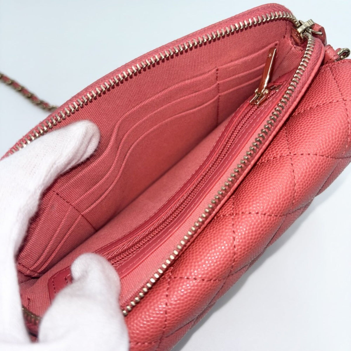 Chanel Matelasse Red Color Grained Calfskin Pouch (Pre-Owned)
