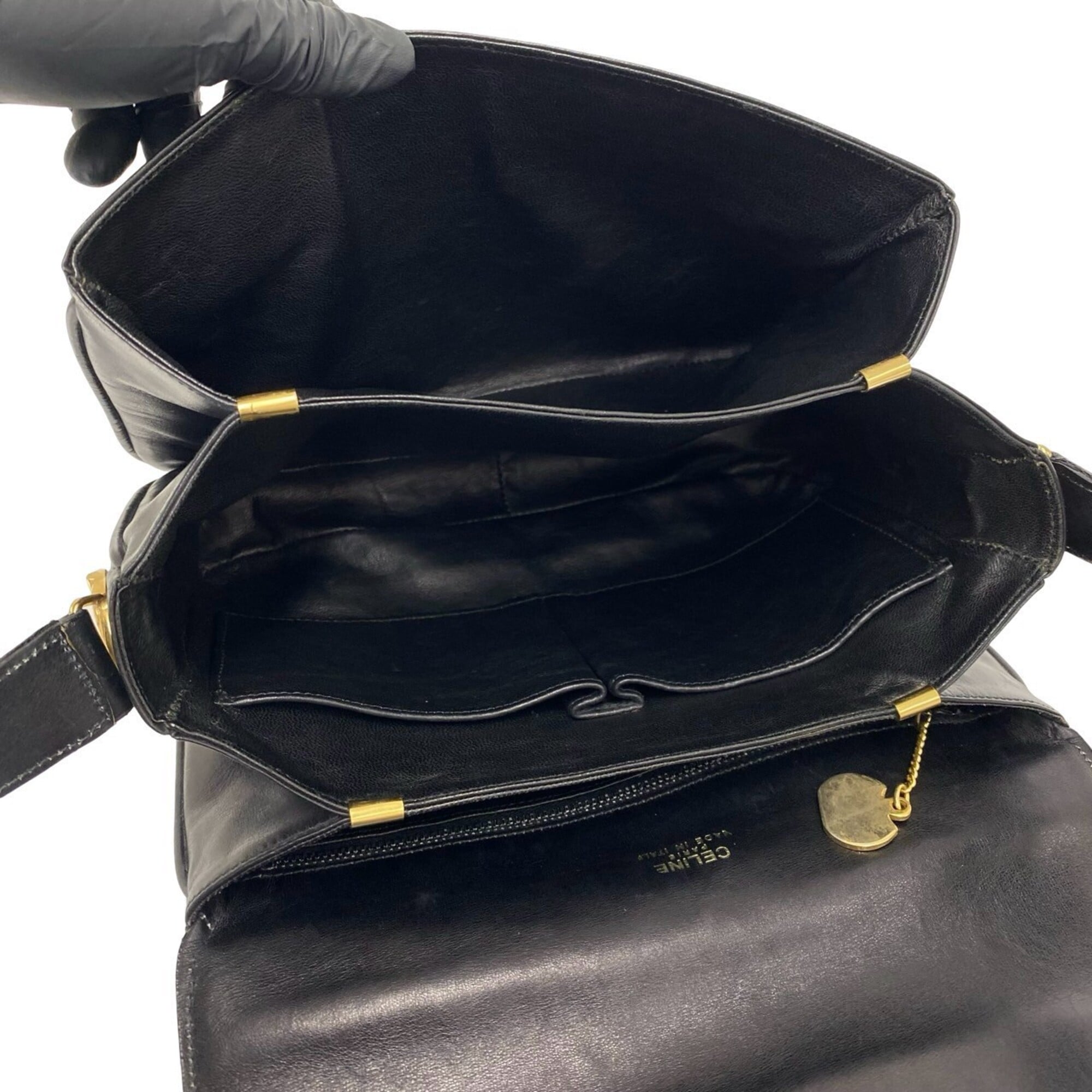 Celine Black Leather Pochette Shoulder Bag (Pre-Owned)