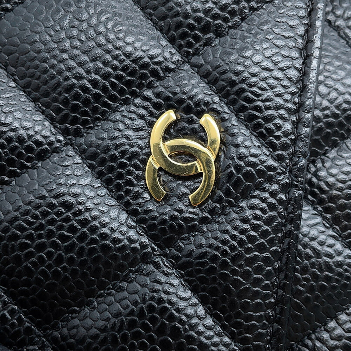 Chanel Black Grained Calfskin Chain/Shoulder Wallet (Pre-Owned)
