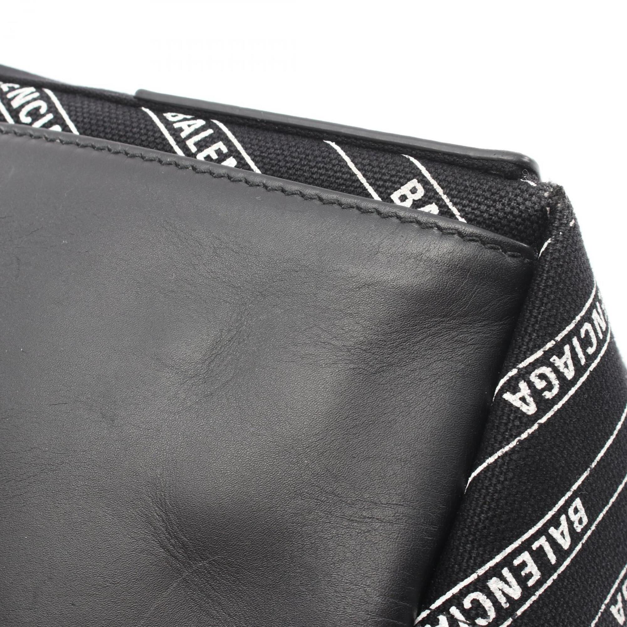 Balenciaga Black White Canvas Leather Handbag Tote Bag (Pre-Owned)