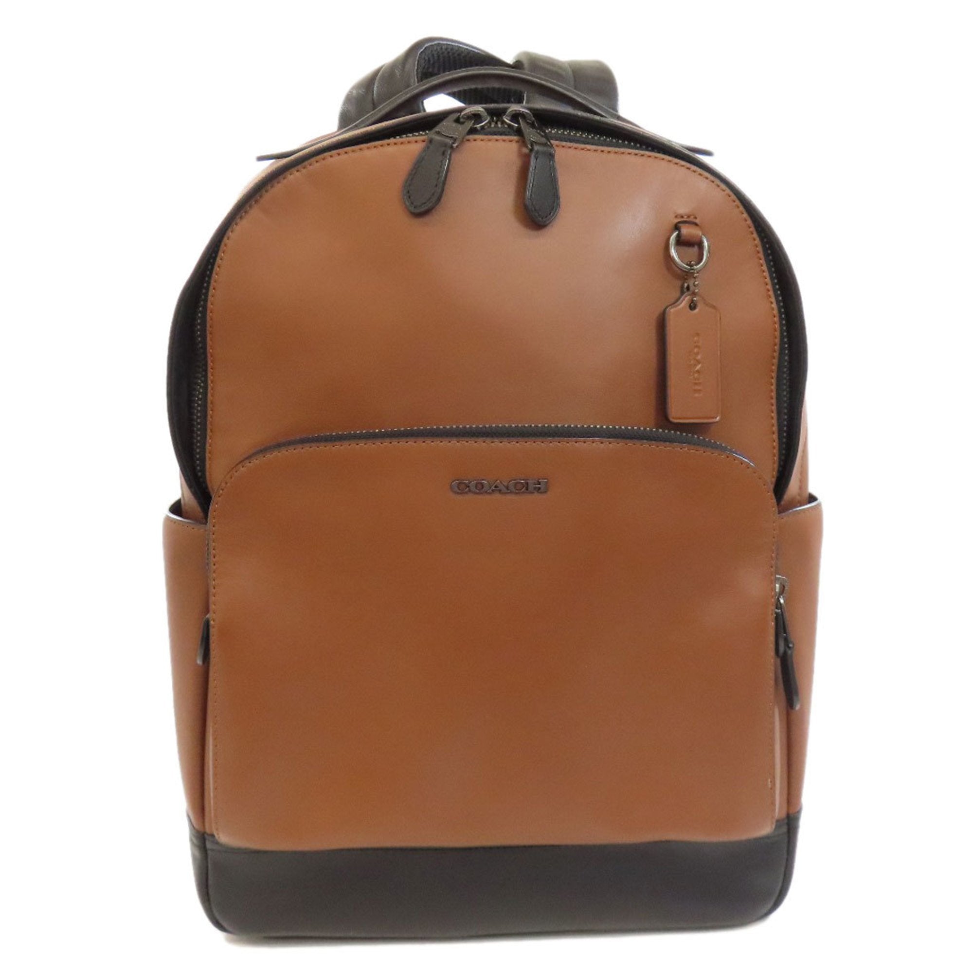 Coach Black Brown Leather Backpack (Pre-Owned)