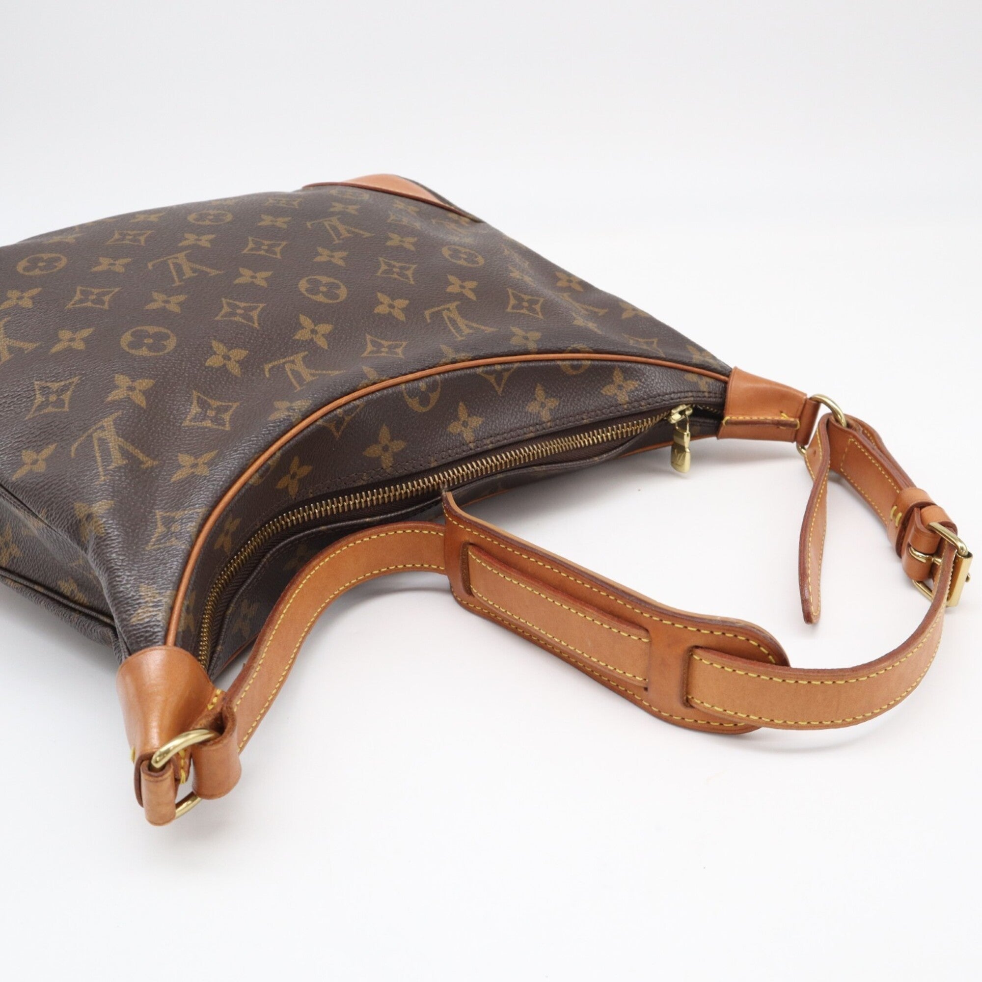 Louis Vuitton Beige Brown Coated Canvas Leather Shoulder Bag (Pre-Owned)