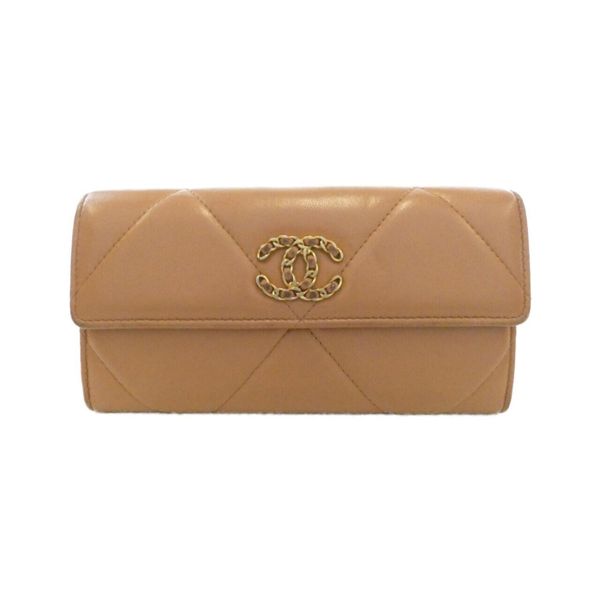 Chanel Brown Leather Long Wallet (Bi-Fold) (Pre-Owned)