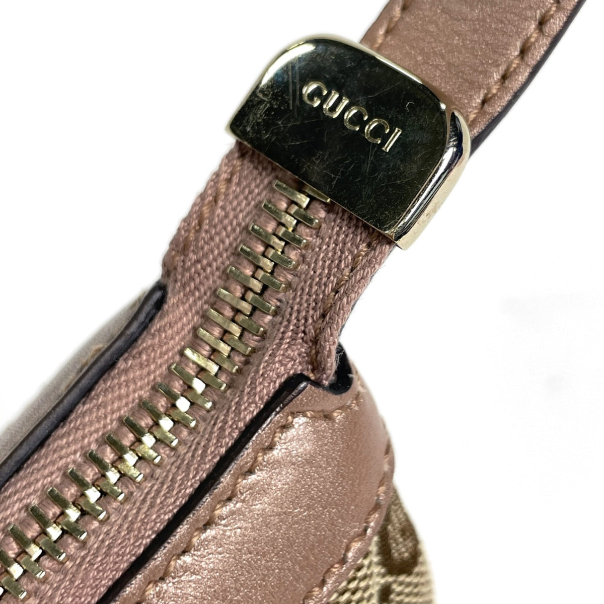 Gucci Gg Canvas Beige Pink Gg Canvas Leather Handbag (Pre-Owned)