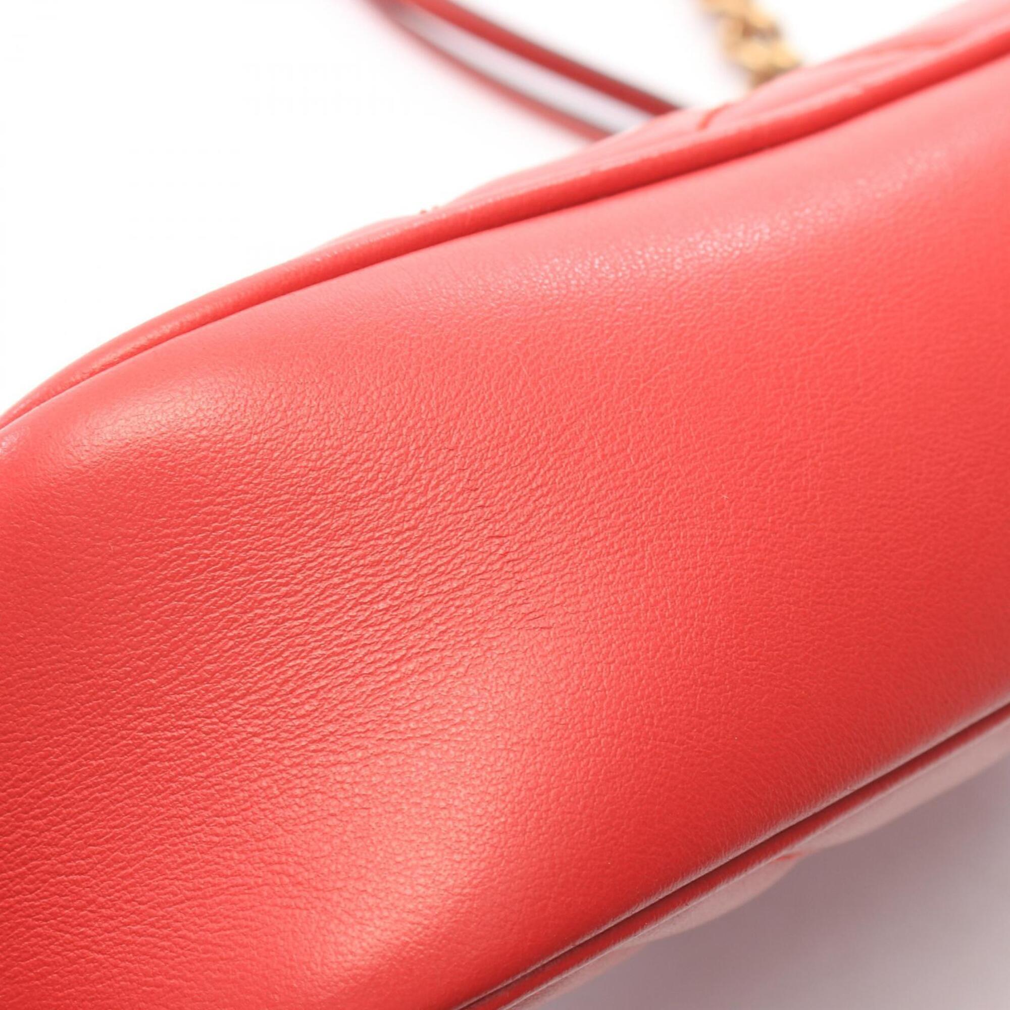 Gucci Red Color Leather Handbag Shoulder Bag (Pre-Owned)