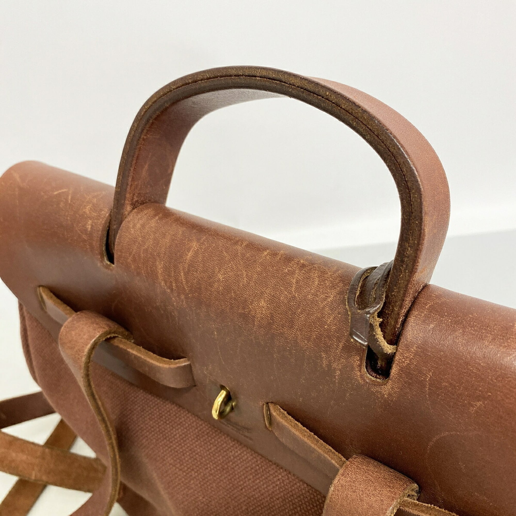 Hermes Brown Toile Officier Backpack (Pre-Owned)