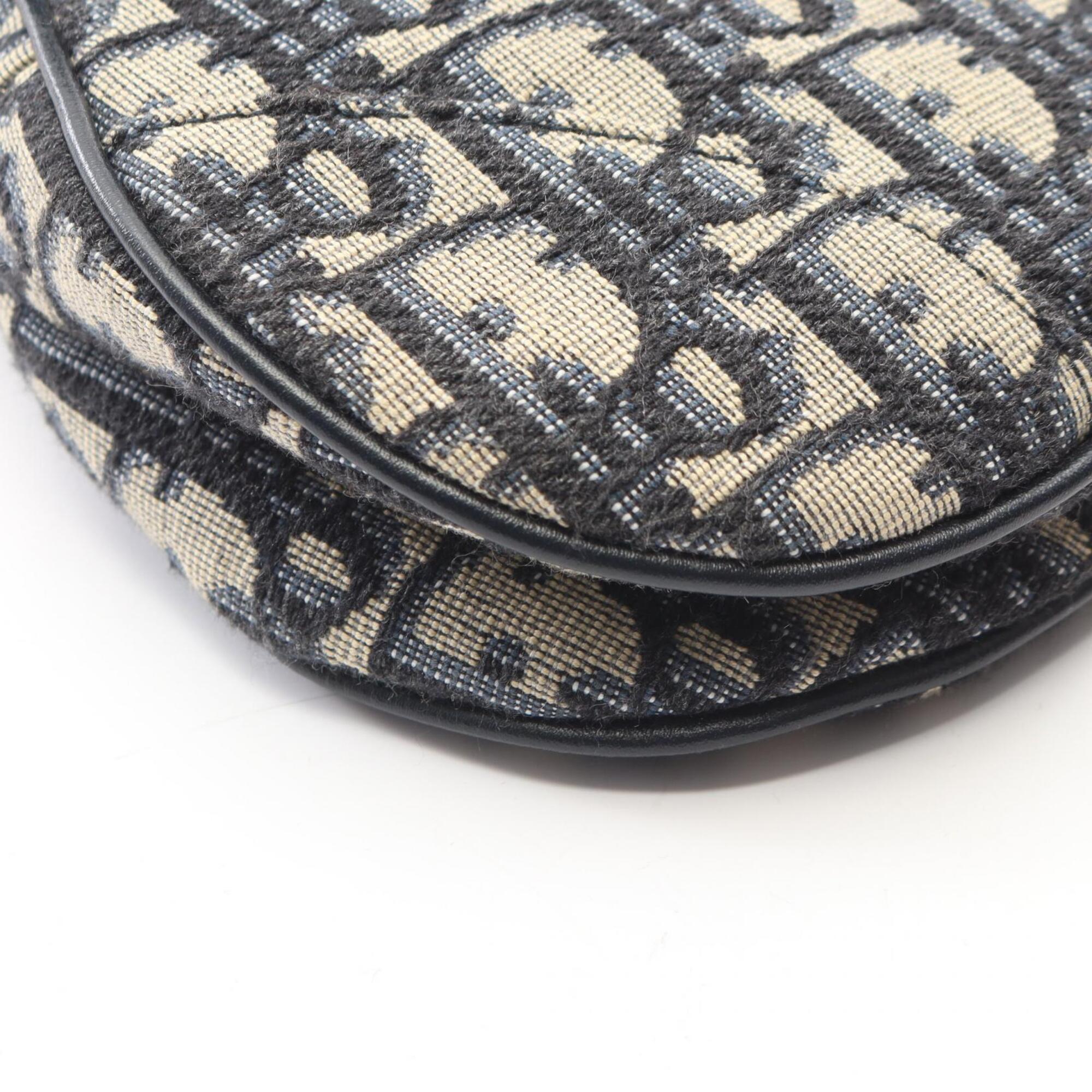 Christian Dior Beige Navy Canvas Handbag Saddle Bag (Pre-Owned)