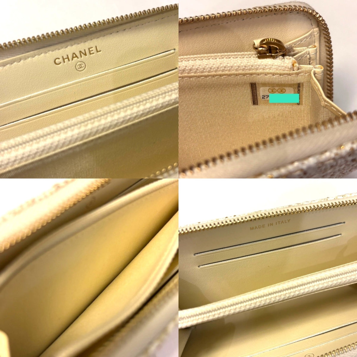 Chanel White Tweed Coin Purse/Coin Case (Pre-Owned)