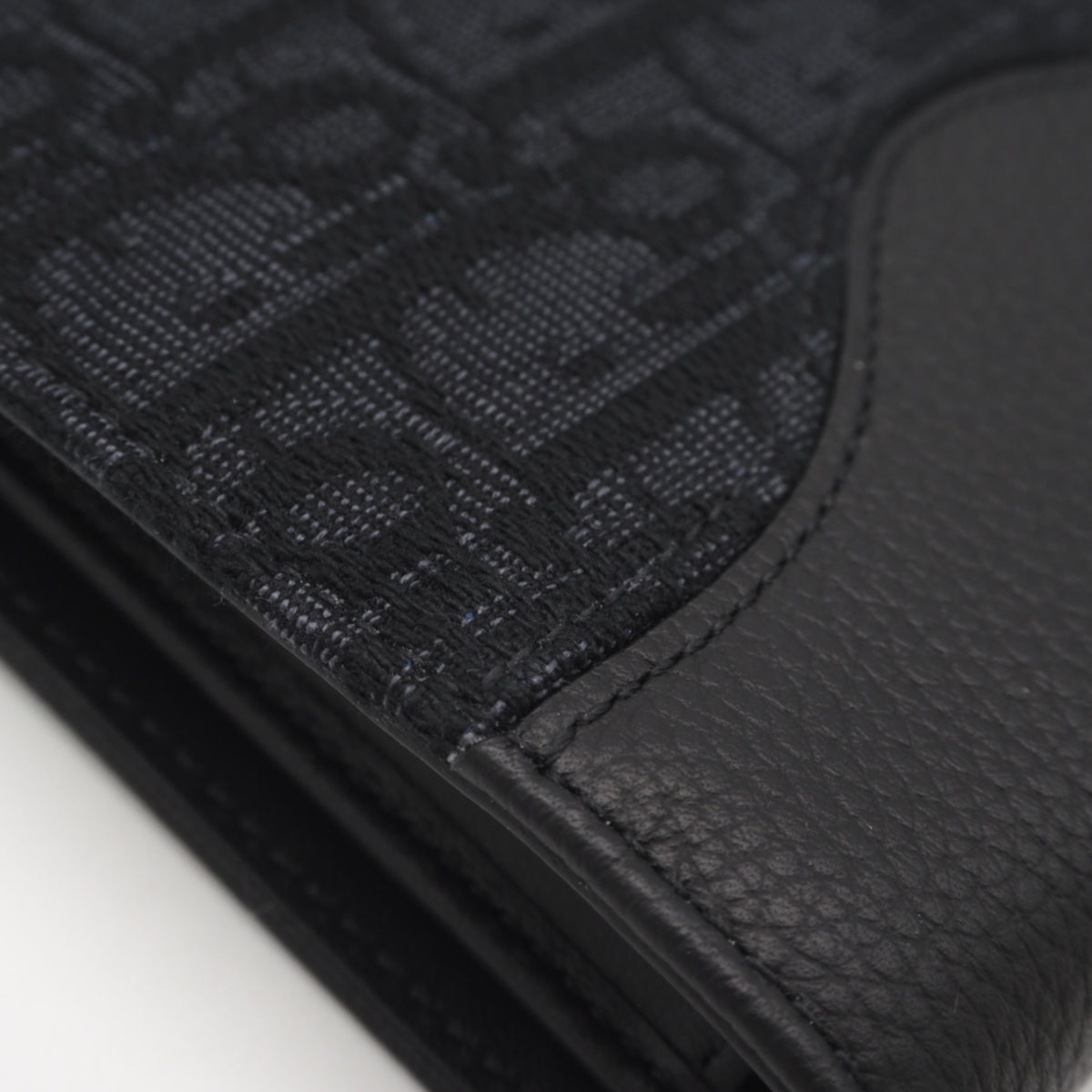 Christian Dior Navy Black Canvas Leather Wallet (Bi-Fold) (Pre-Owned)