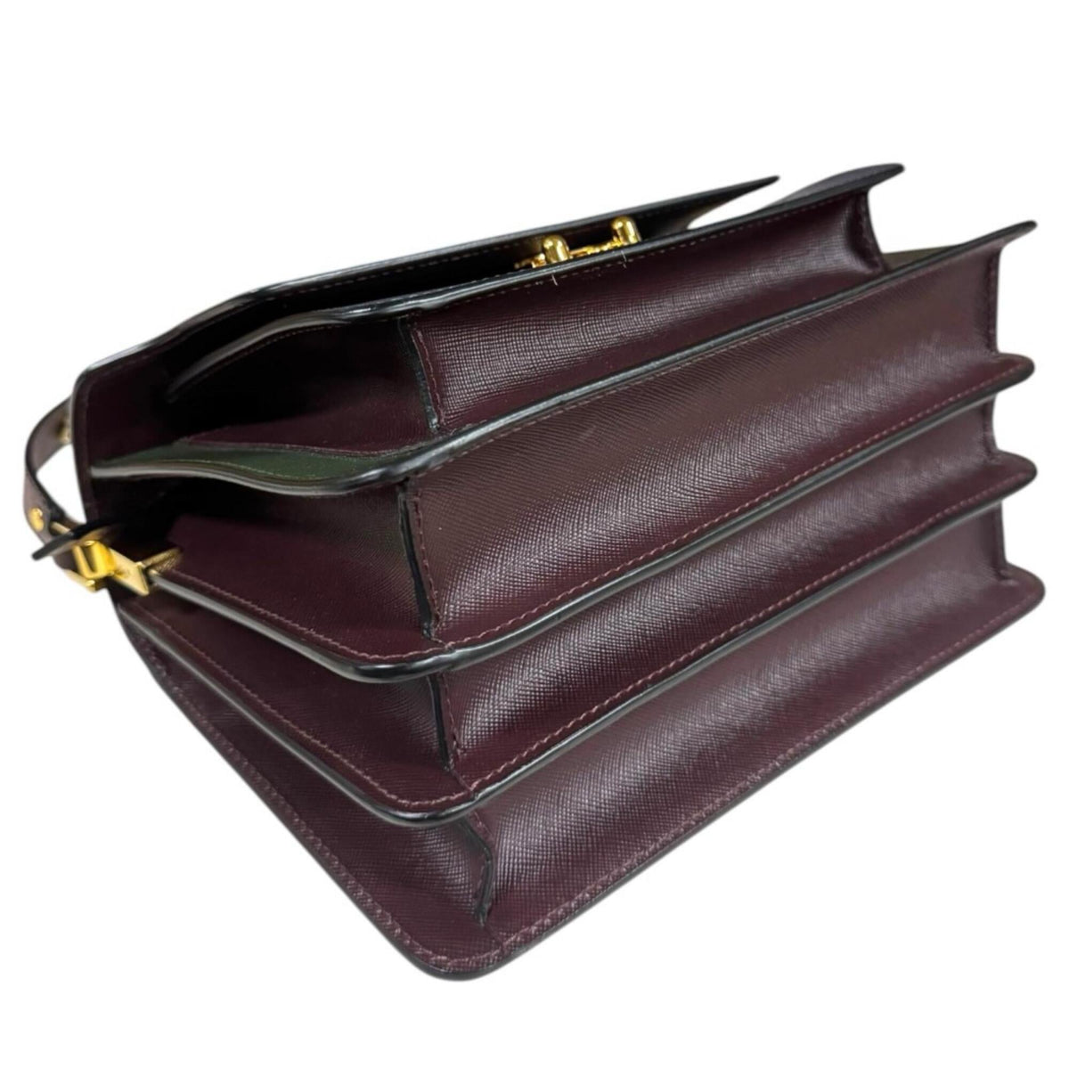 Marni Brown Green Navy Leather Shoulder Bag (Pre-Owned)