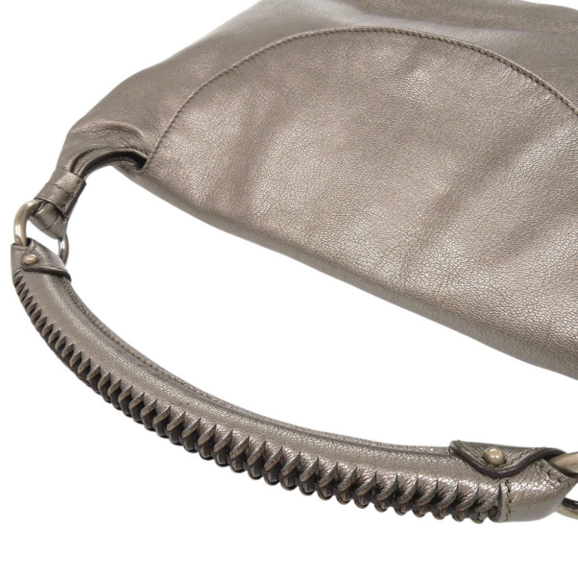 Salvatore Ferragamo Metallic Gray Leather Handbag Shoulder Bag (Pre-Owned)