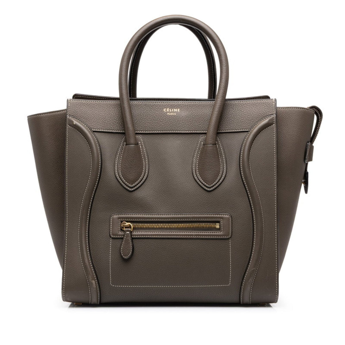 Celine Gray Khaki Leather Handbag (Pre-Owned)