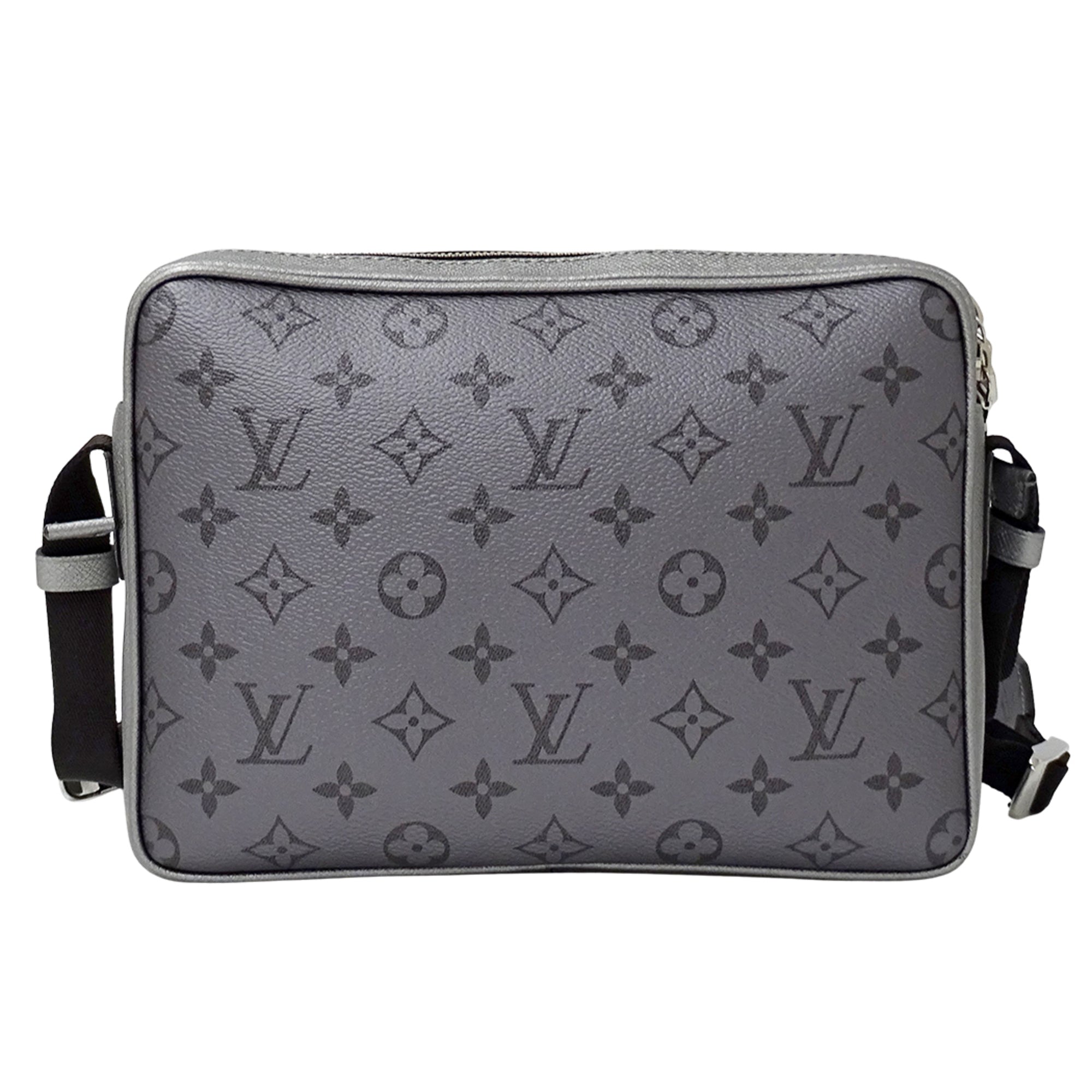 Louis Vuitton Gunmetal Silver Gray Taigarama Handbag Shoulder Bag (Pre-Owned)