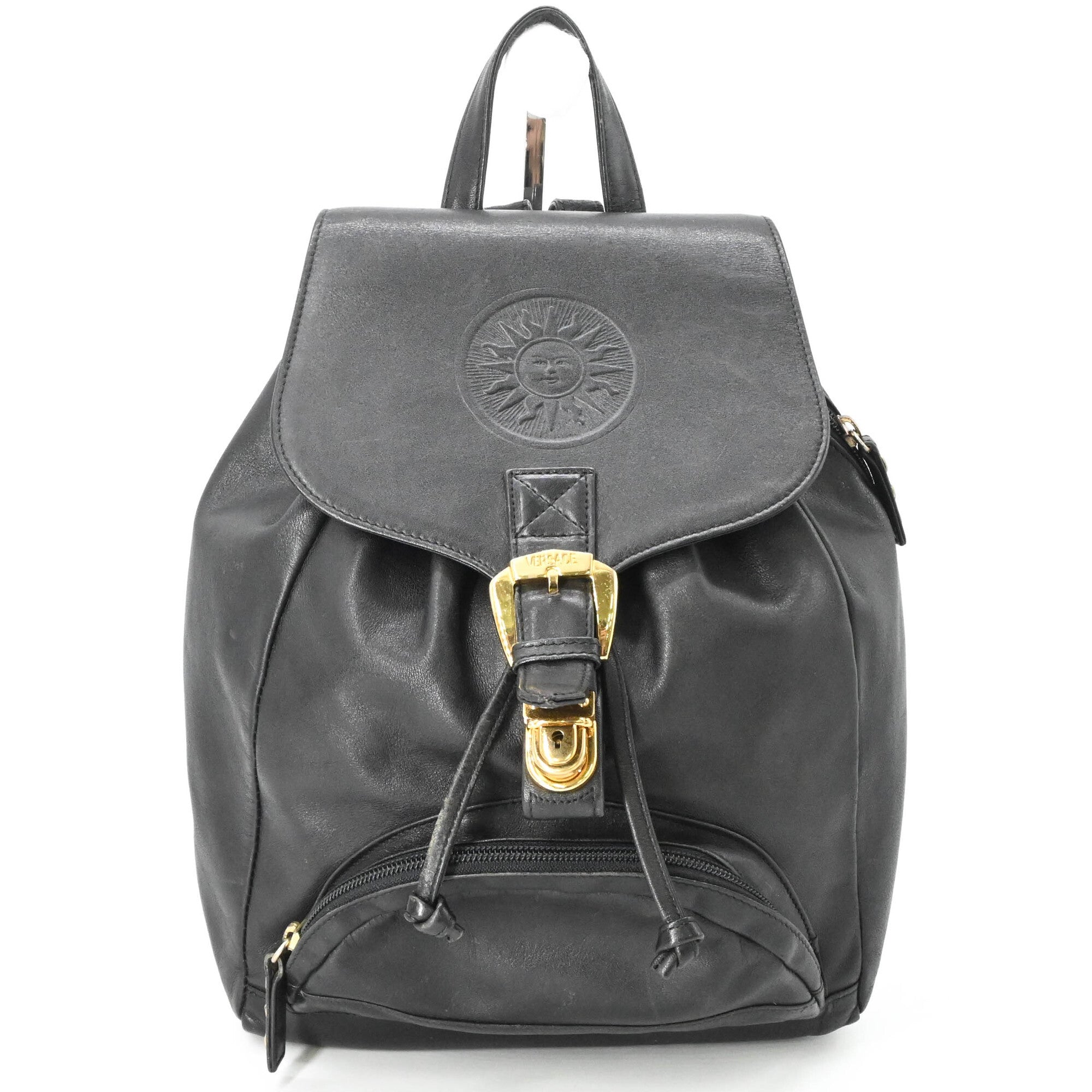 Versace Black Leather Backpack (Pre-Owned)