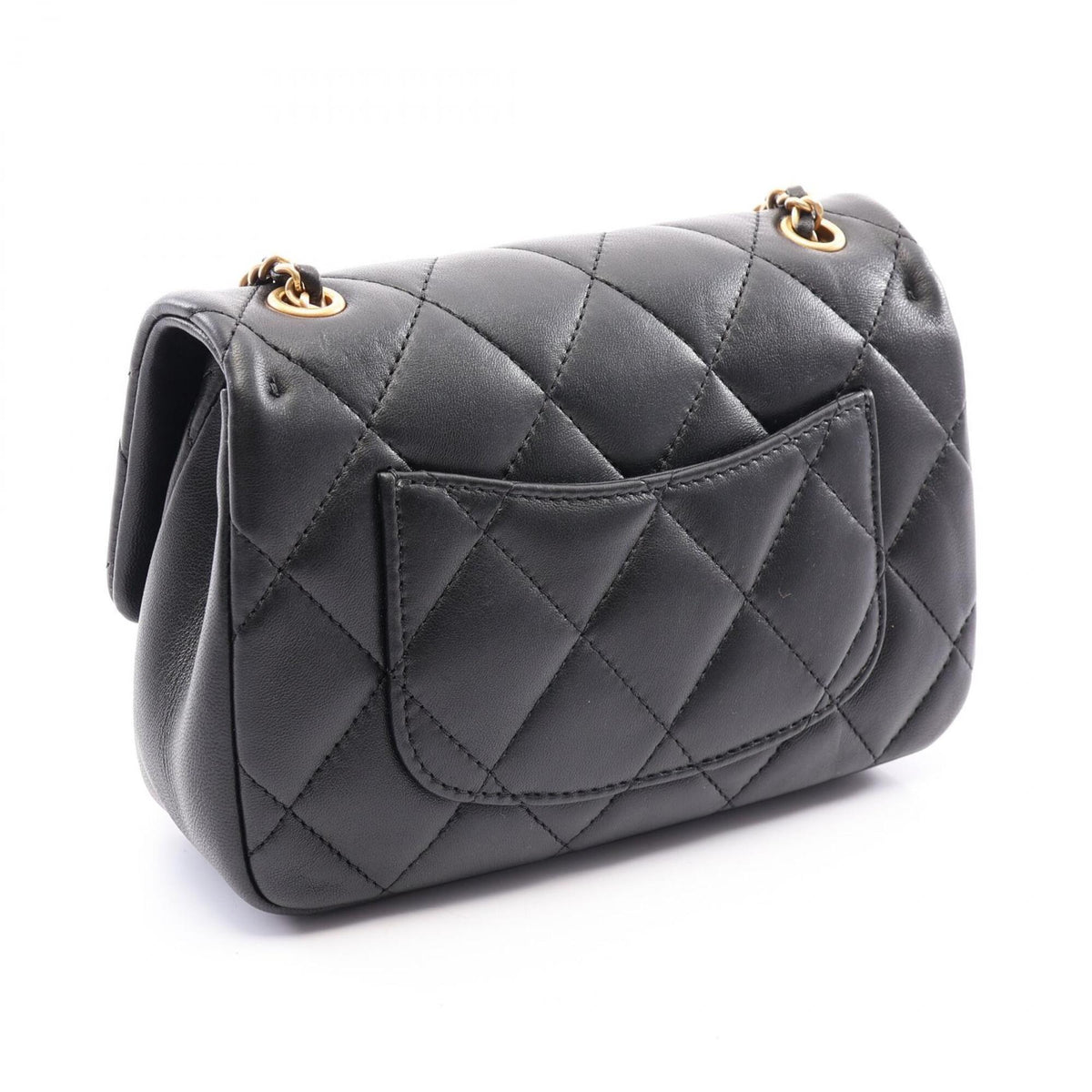 Chanel Black Leather Handbag Shoulder Bag (Pre-Owned)