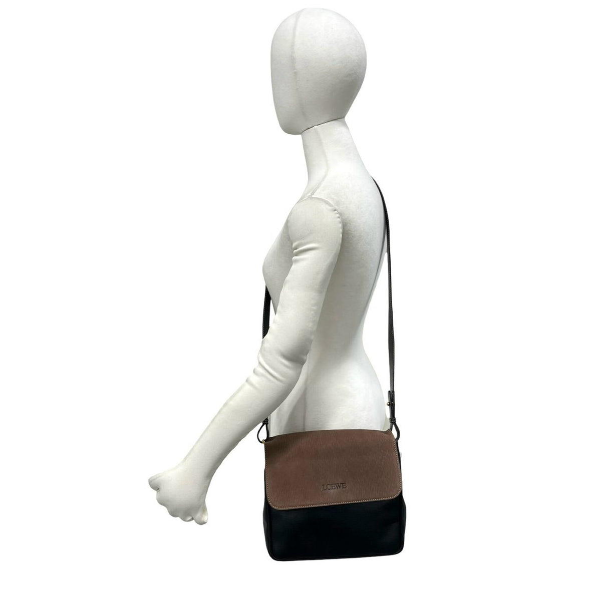 Loewe Black Brown Leather Crossbody Bag Pochette Shoulder Bag (Pre-Owned)
