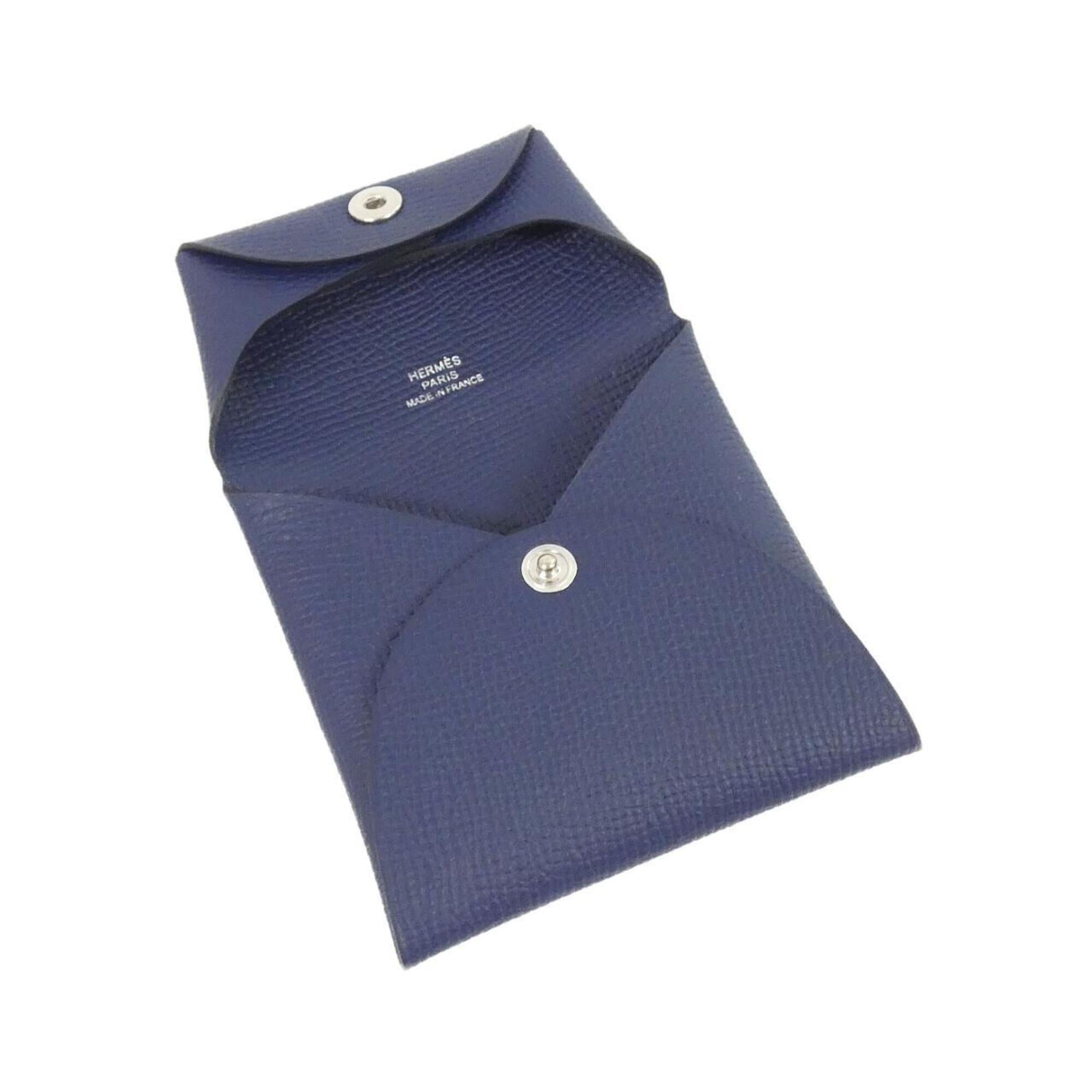 Hermes Bastia Blue Navy Epsom Leather Coin Purse/Coin Case (Pre-Owned)