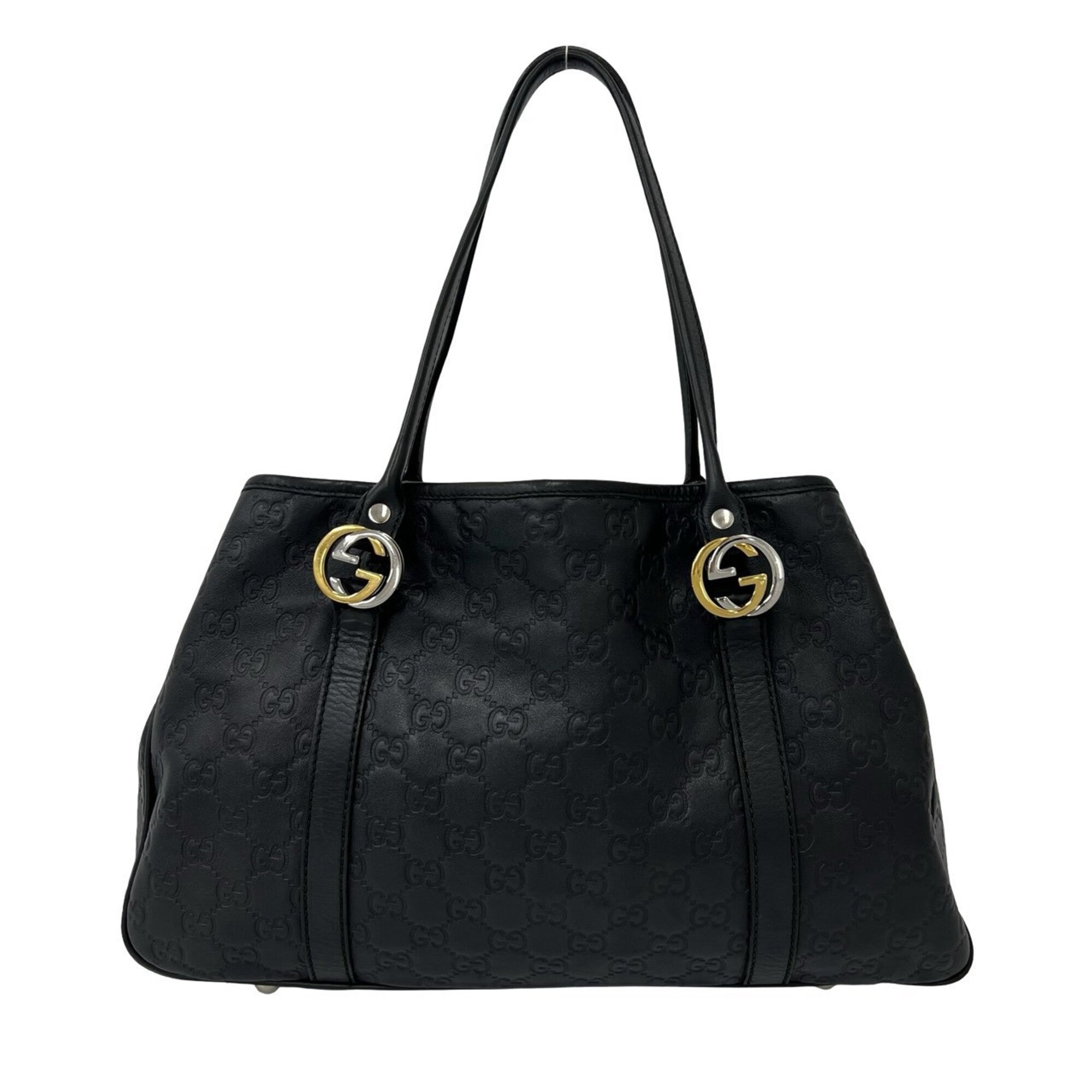 Gucci Black Leather Handbag Shoulder Bag Tote Bag (Pre-Owned)