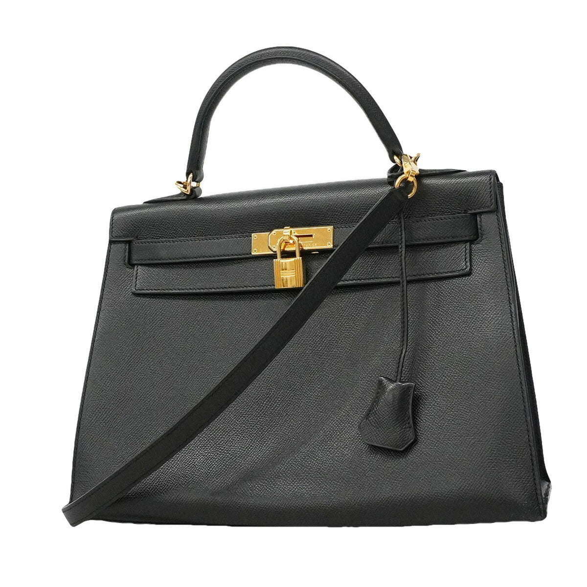 Hermes Black Leather Handbag (Pre-Owned)