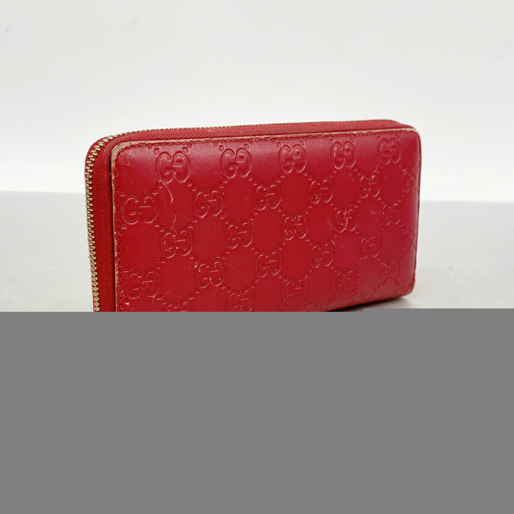 Gucci Red Color Leather Long Wallet (Bi-Fold) (Pre-Owned)