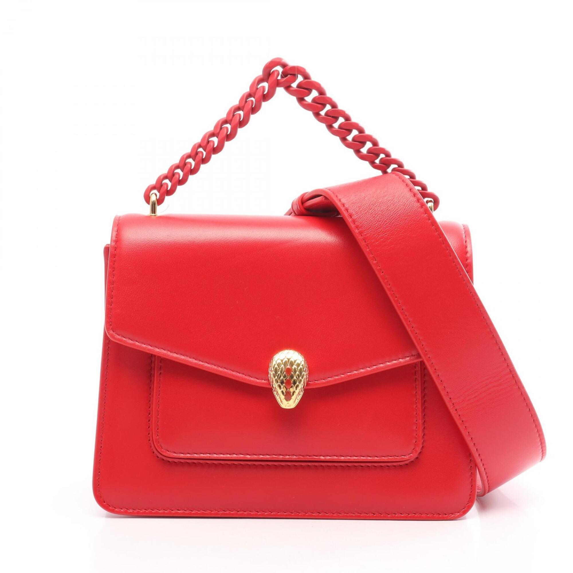 Bvlgari Red Color Leather Handbag (Pre-Owned)